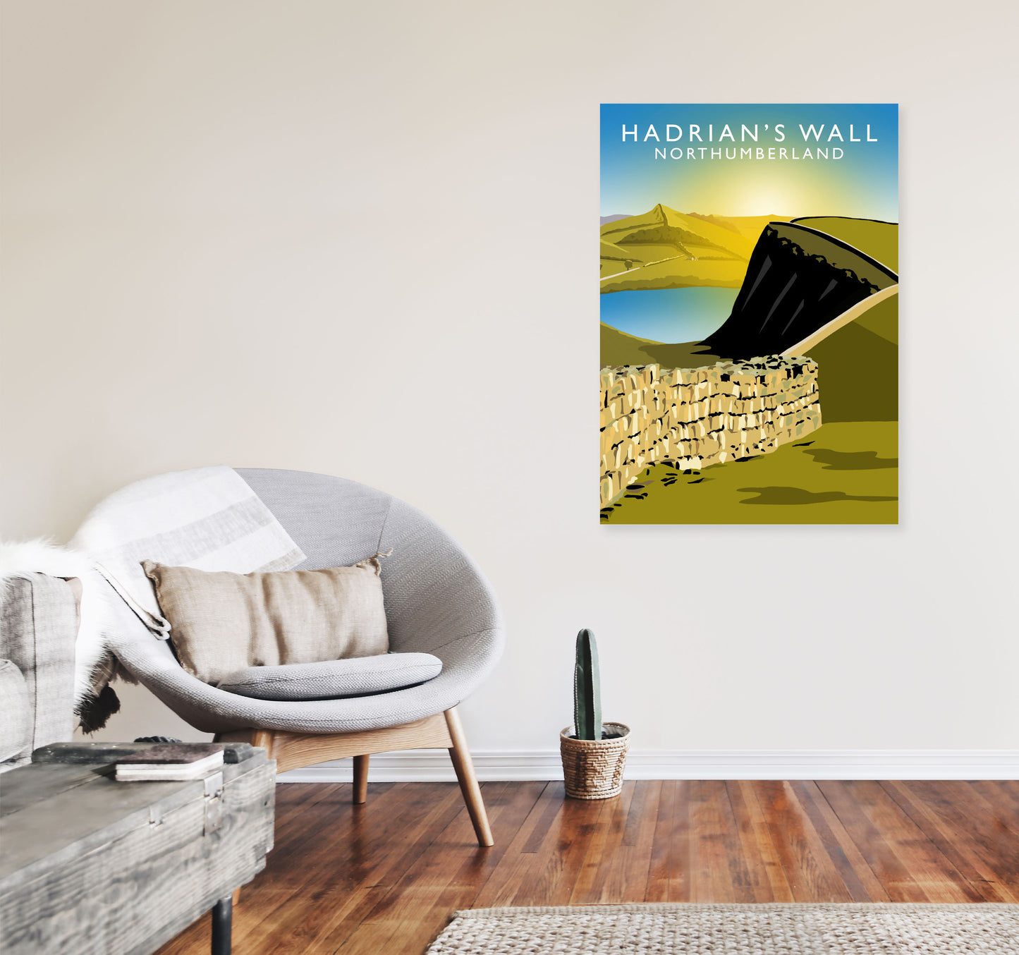 Hadrian's Wall Northumberland Framed Art Print by Richard O'Neill A1 Black Frame