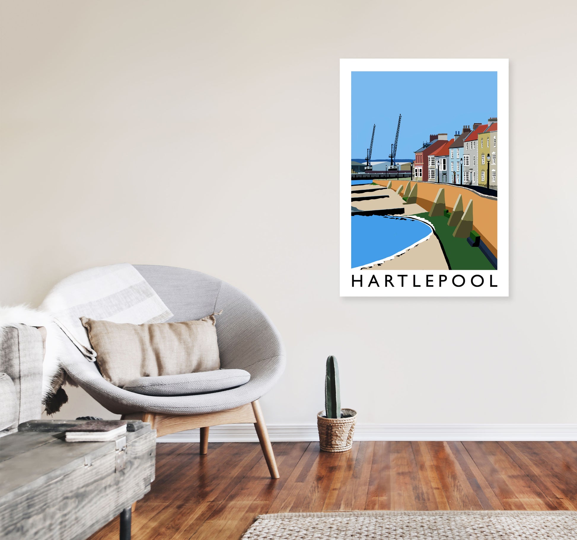 Hartlepool Framed Digital Art Print by Richard O'Neill A1 Black Frame