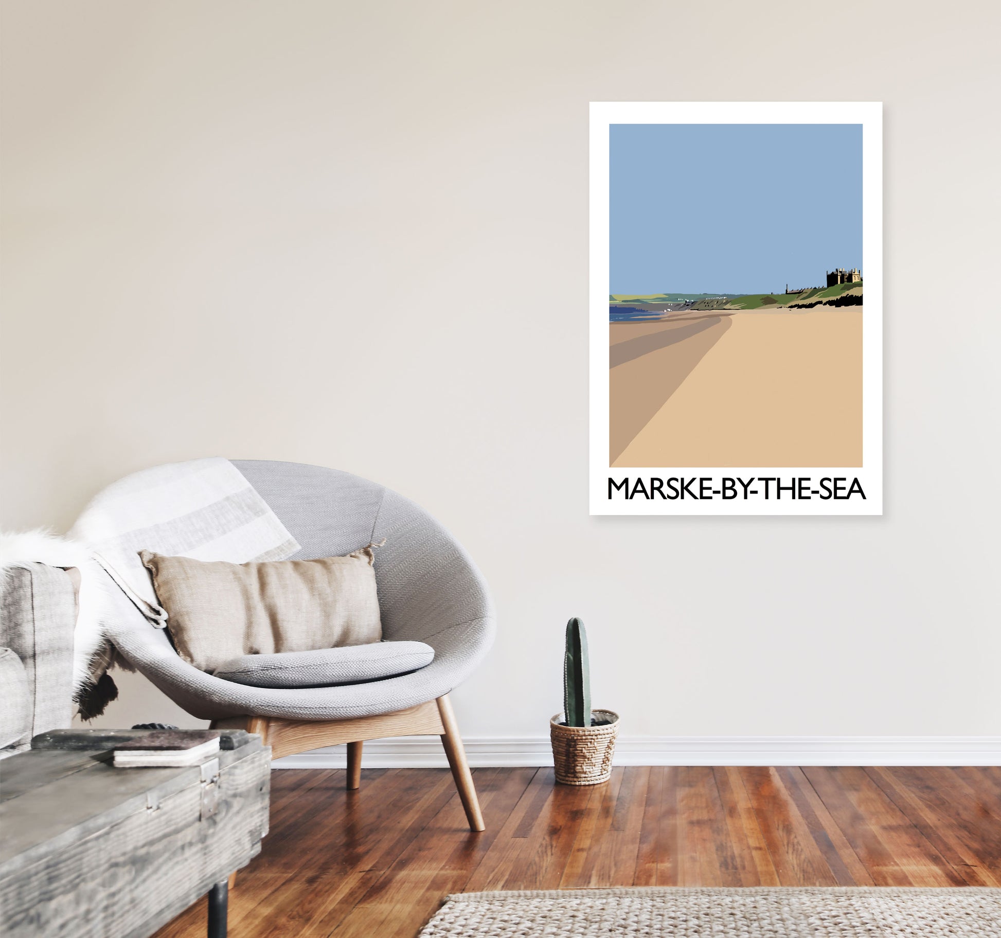 Marske-By-the-Sea Art Print by Richard O'Neill A1 Black Frame