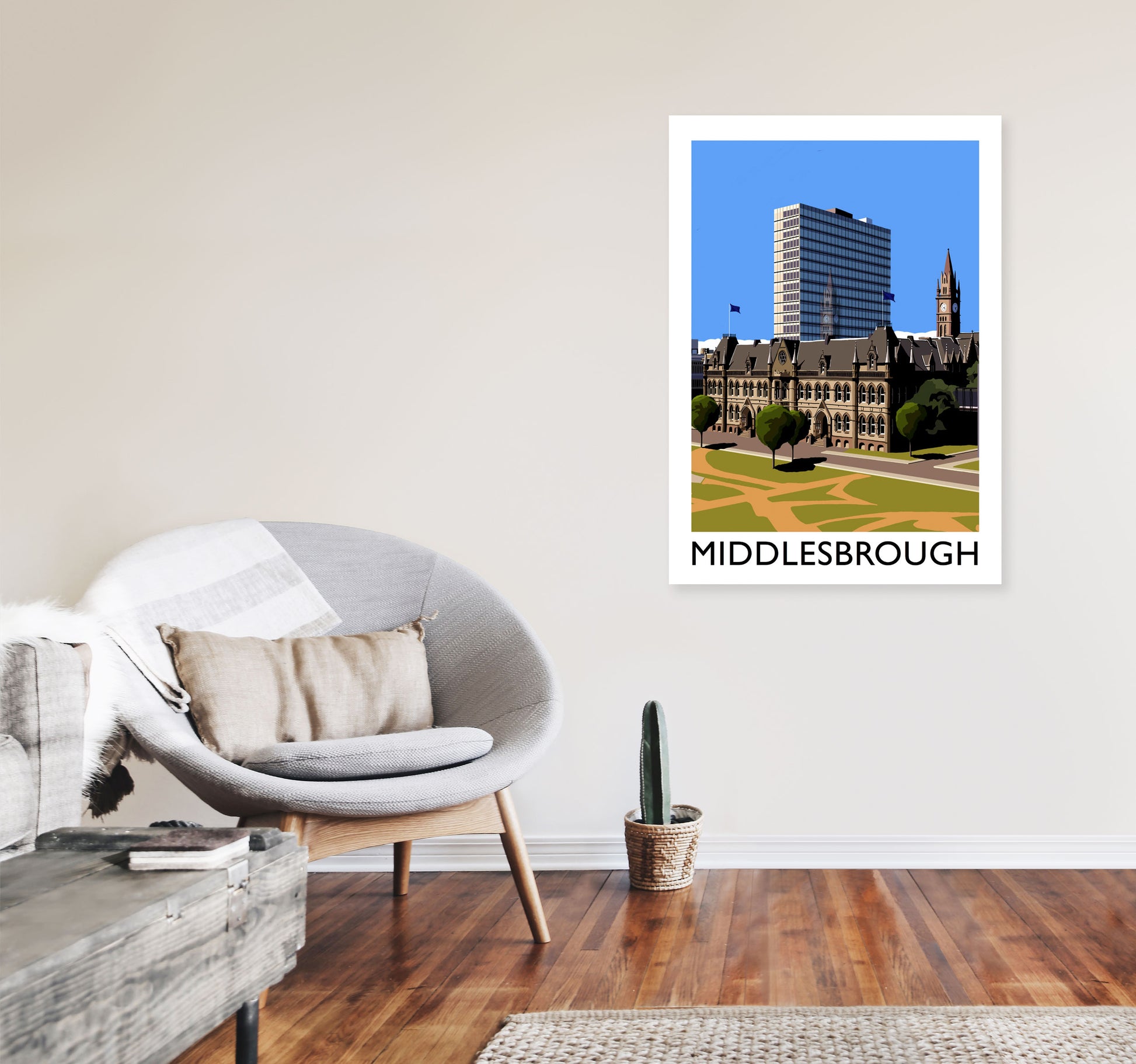 Middlesbrough Art Print by Richard O'Neill A1 Black Frame