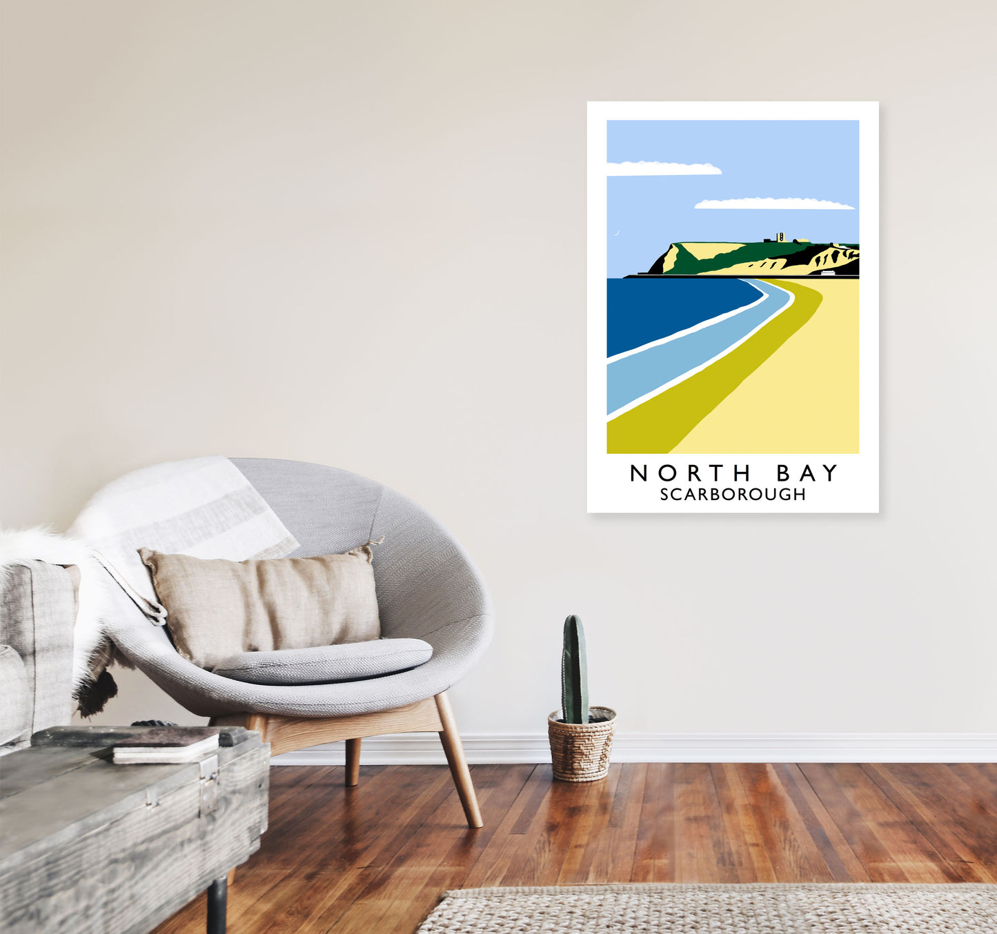 North Bay Scarborough Art Print by Richard O'Neill A1 Black Frame