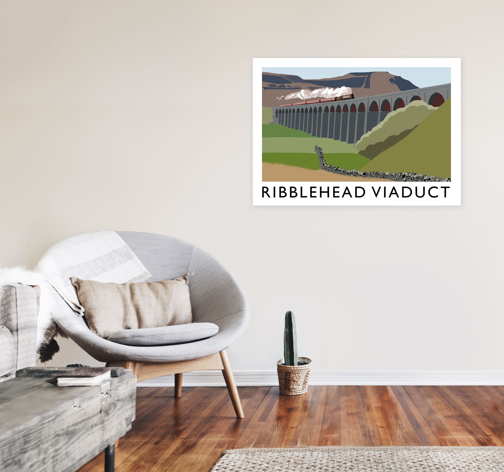 Ribblehead Viaduct Art Print by Richard O'Neill A1 Black Frame