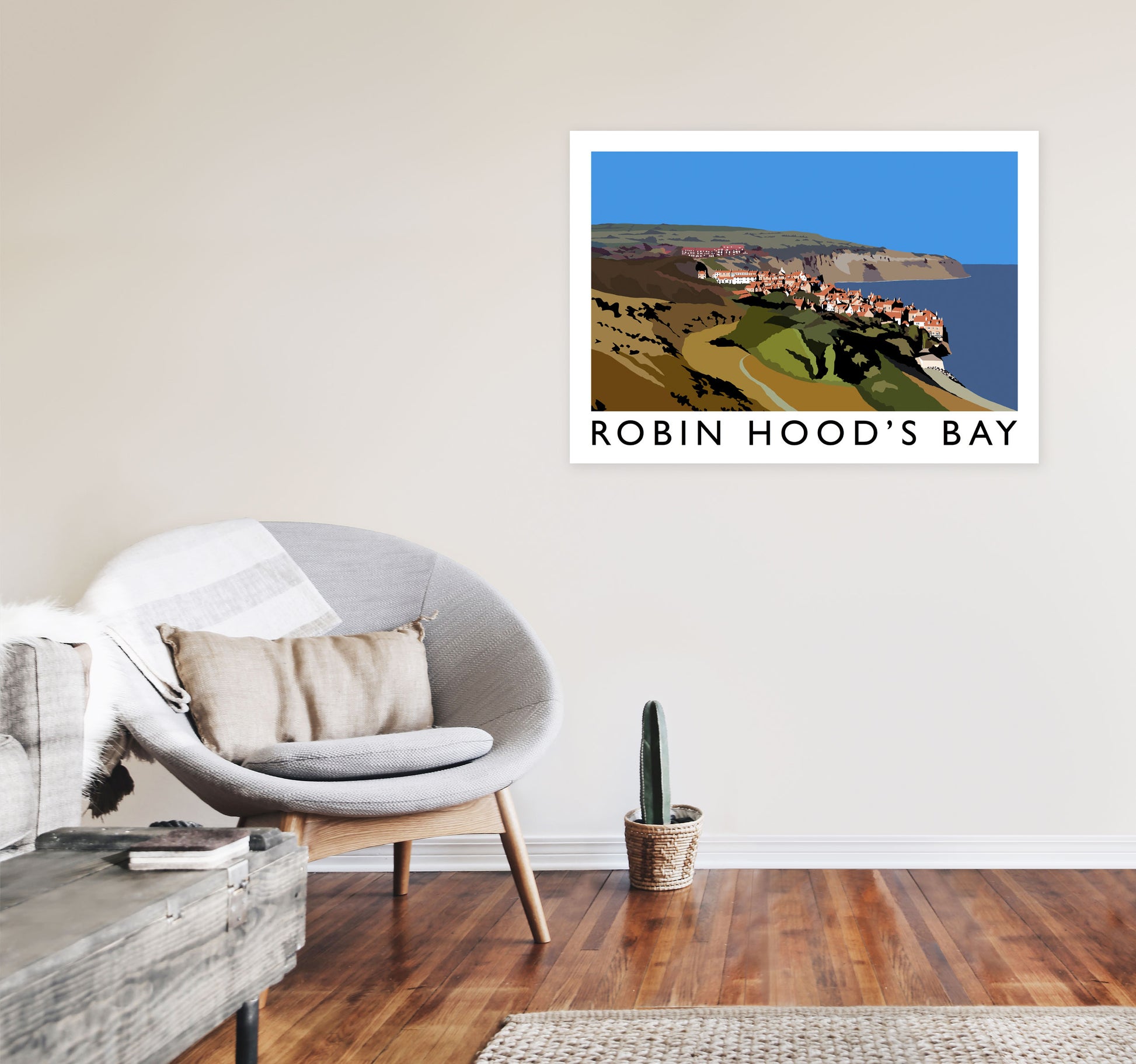 Robin Hood's Bay Art Print by Richard O'Neill A1 Black Frame