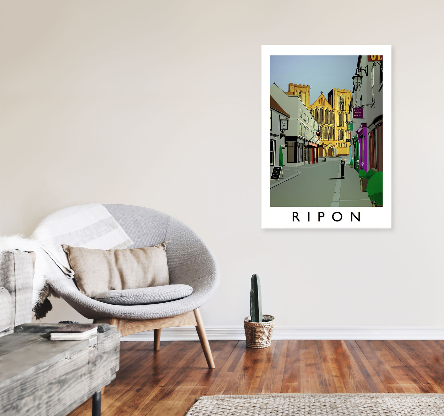 Ripon by Richard O'Neill Yorkshire Art Print, Vintage Travel Poster A1 Black Frame