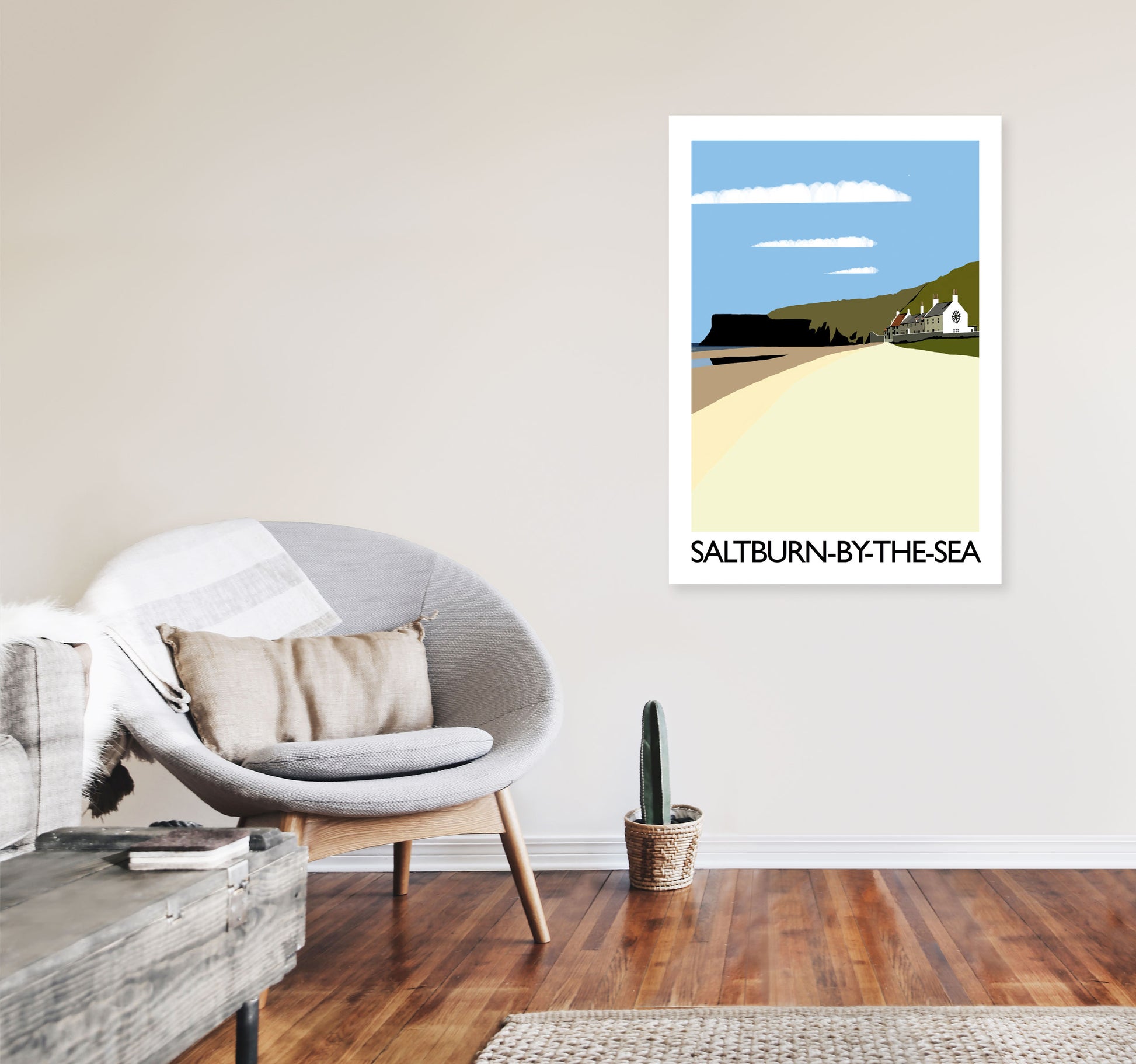 Saltburn-By-The-Sea Art Print by Richard O'Neill A1 Black Frame