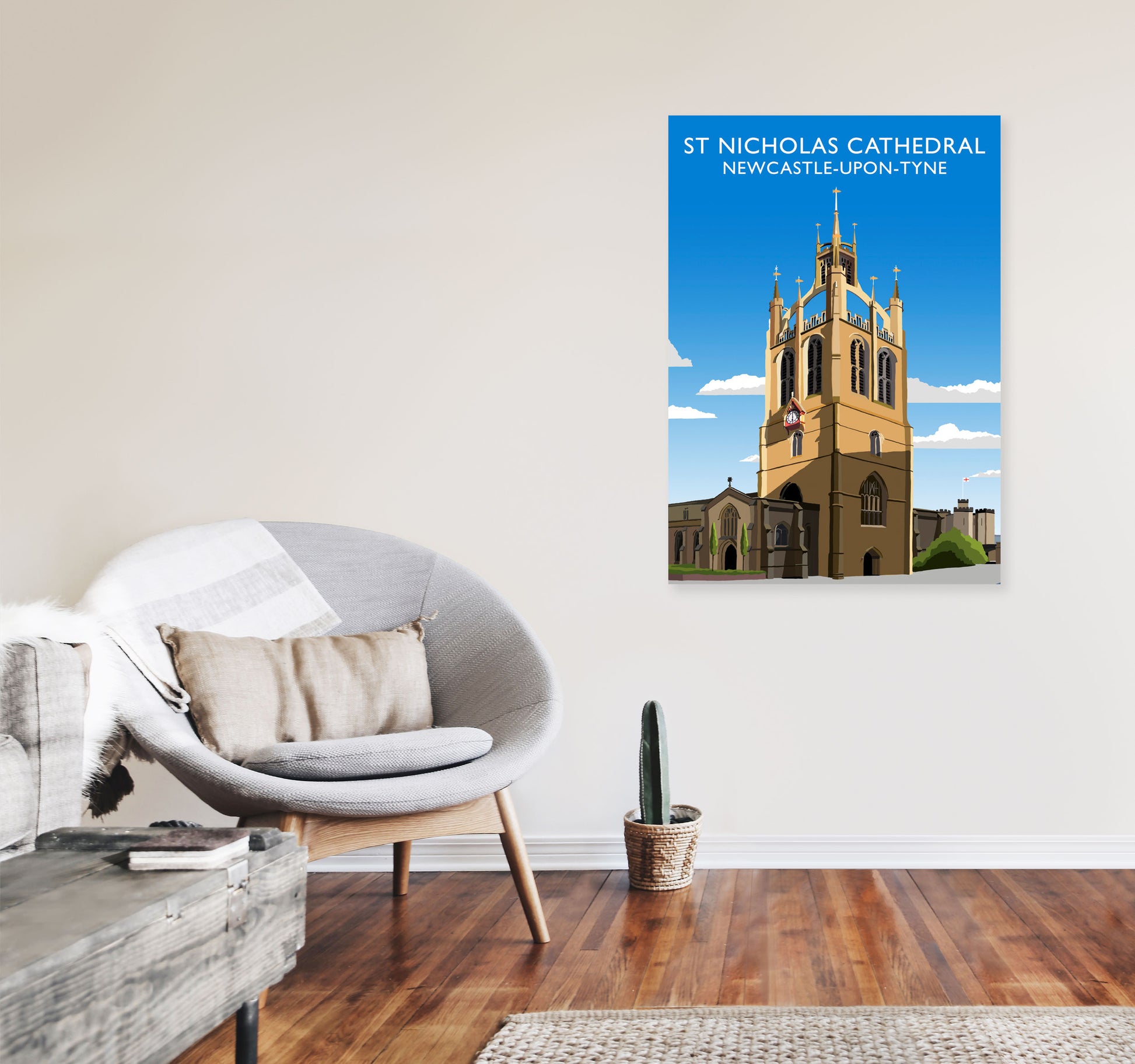 St Nicholas Cathedral Newcastle-Upon-Tyne, Art Print by Richard O'Neill A1 Black Frame