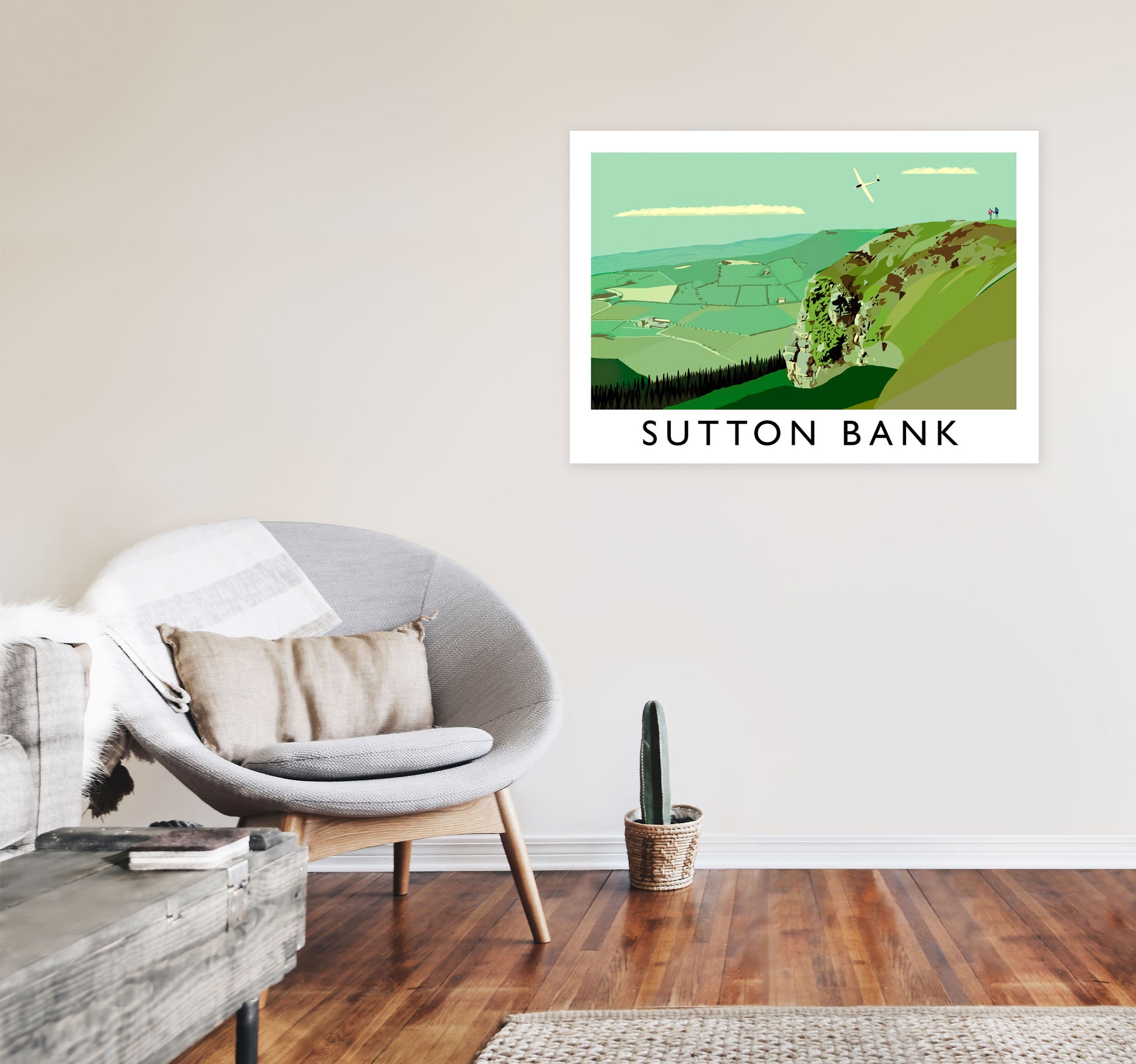 Sutton Bank Art Print by Richard O'Neill A1 Black Frame