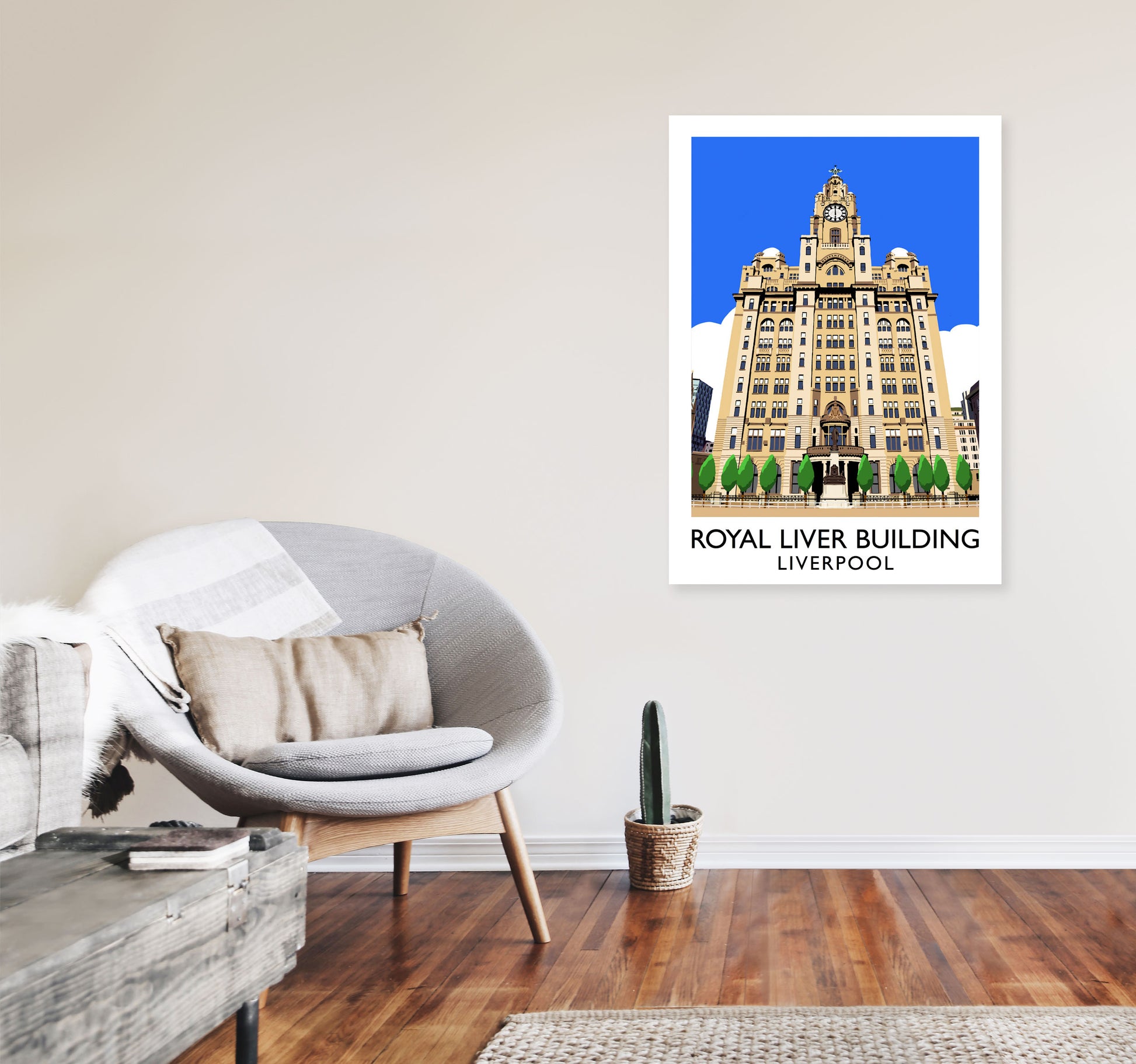 Royal Liver Building by Richard O'Neill A1 Black Frame