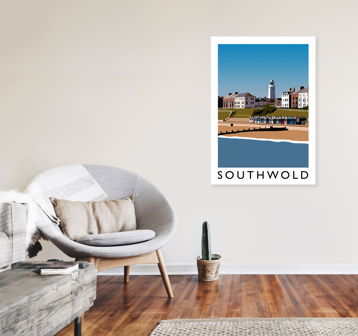 Southwold Framed Digital Art Print by Richard O'Neill A1 Black Frame