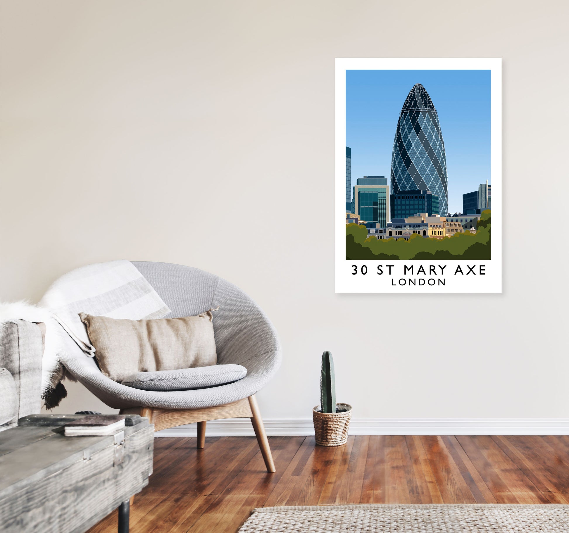 30 St Mary Axe London Travel Art Print by Richard O'Neill A1 Black Frame