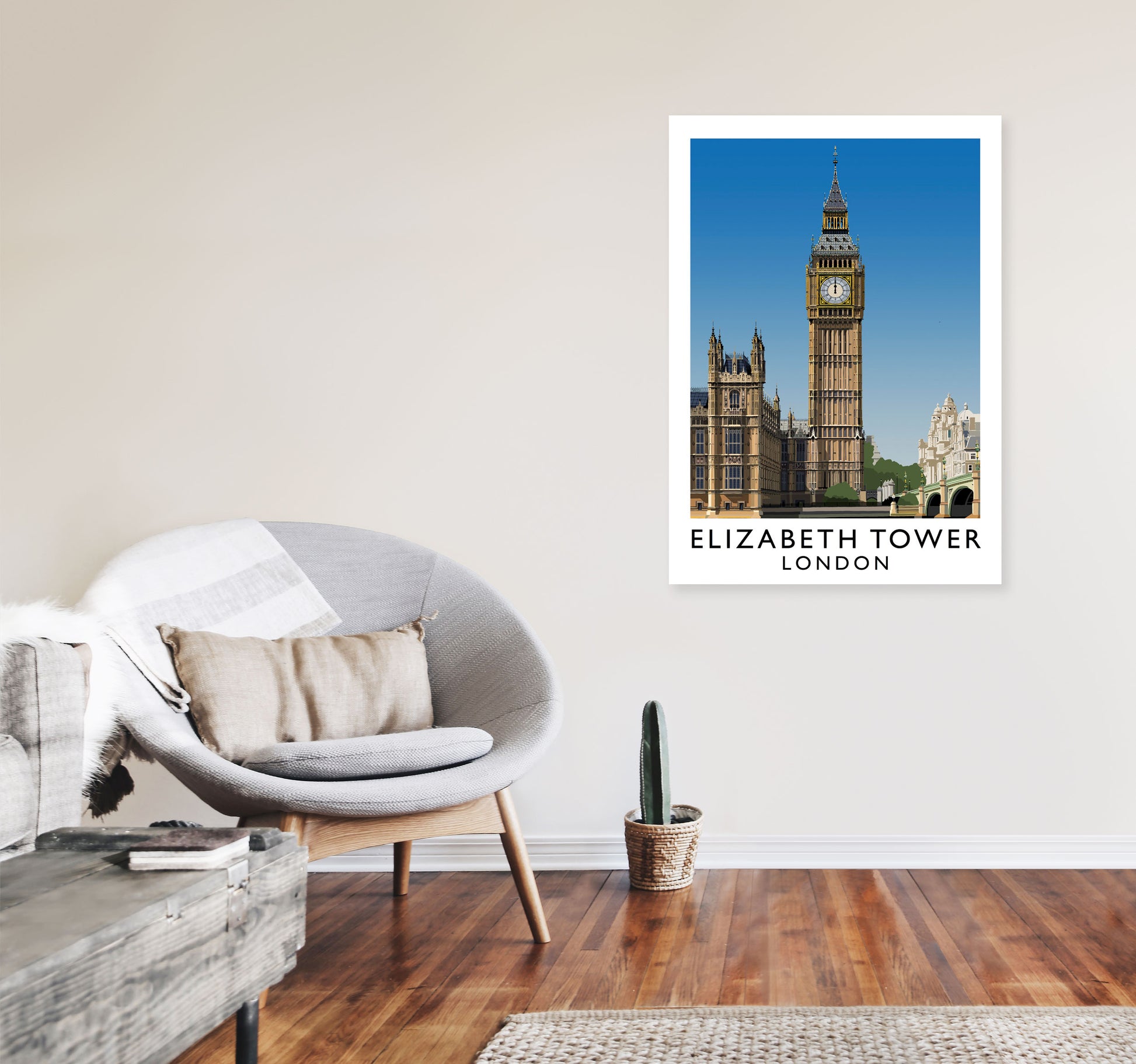 Elizabeth Tower by Richard O'Neill A1 Black Frame