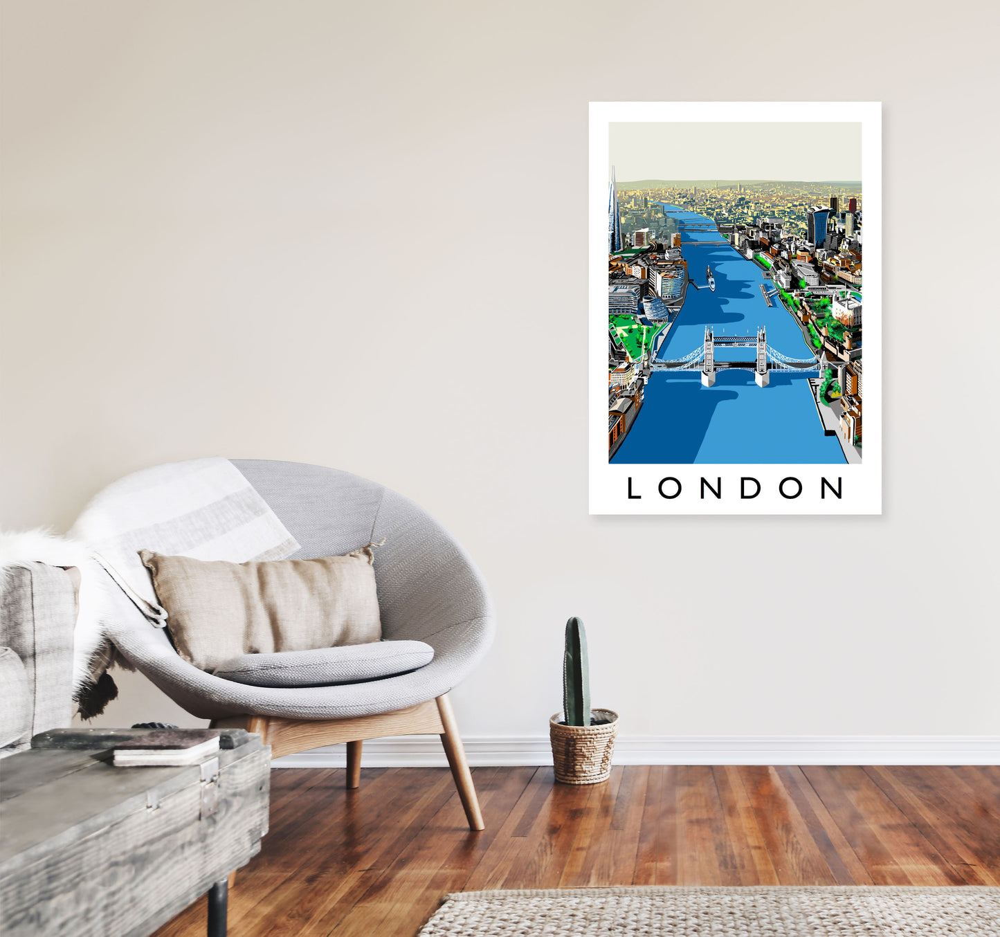 London Travel Art Print by Richard O'Neill A1 Black Frame