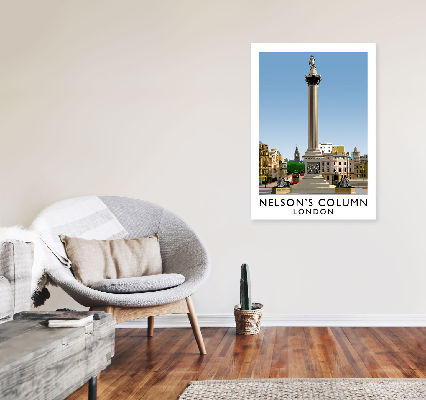 Nelson's Column London Art Print by Richard O'Neill A1 Black Frame