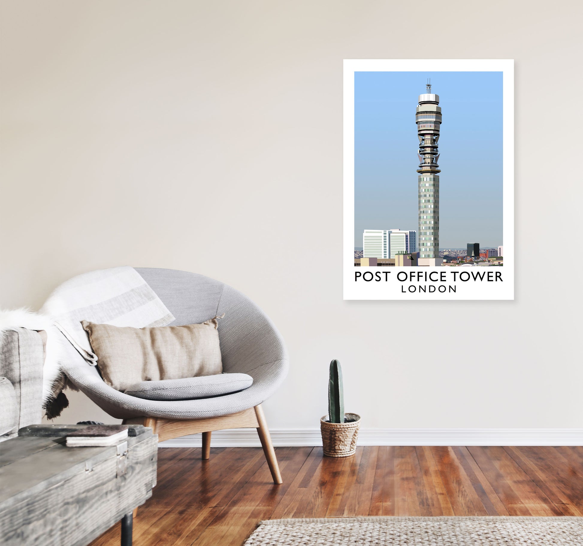 Post Office Tower London Art Print by Richard O'Neill A1 Black Frame