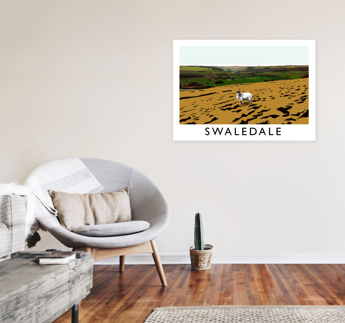 Swaledale by Richard O'Neill Yorkshire Art Print, Vintage Travel Poster A1 Black Frame