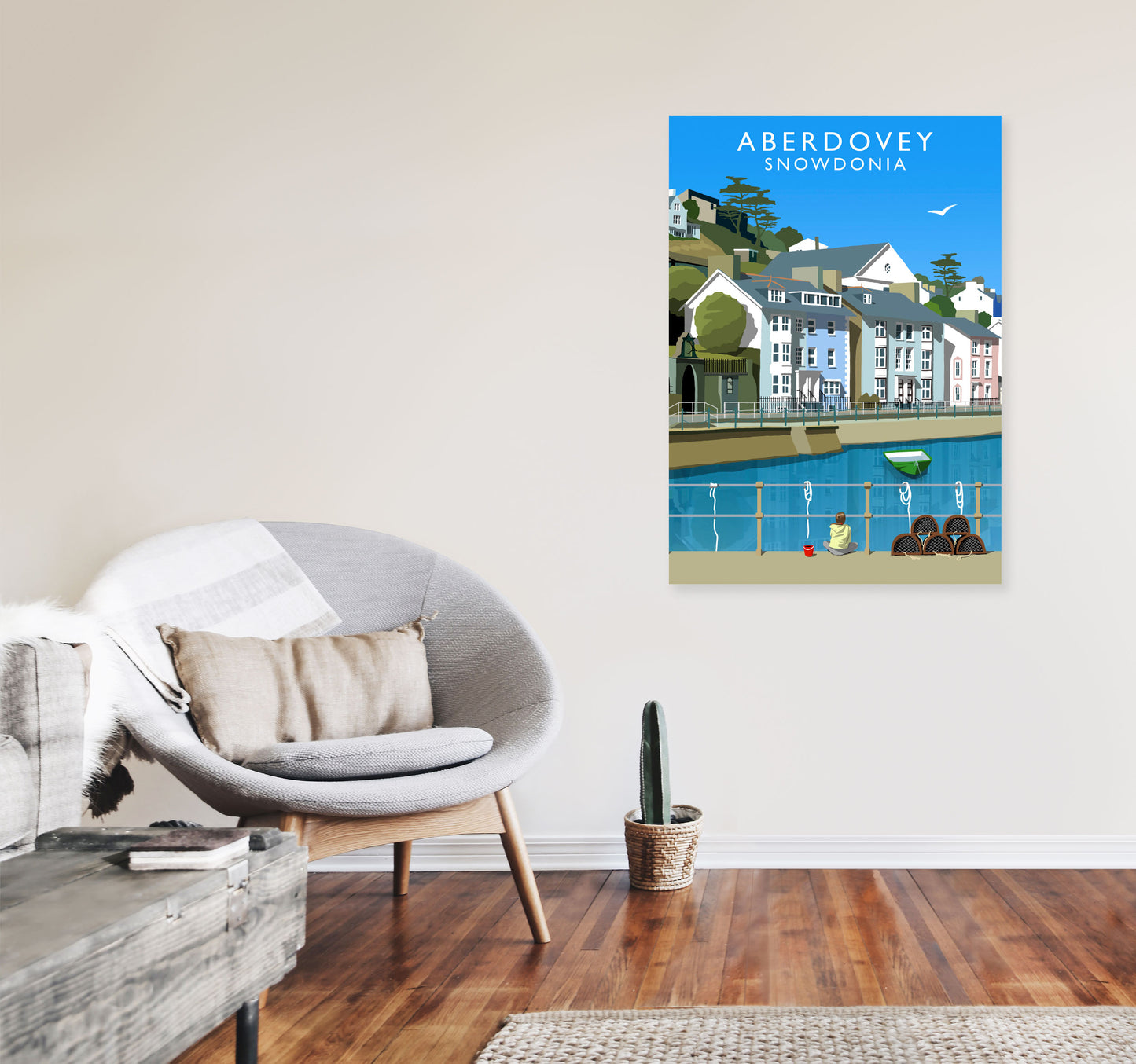 Aberdovey Snowdonia Art Print by Richard O'Neill A1 Black Frame