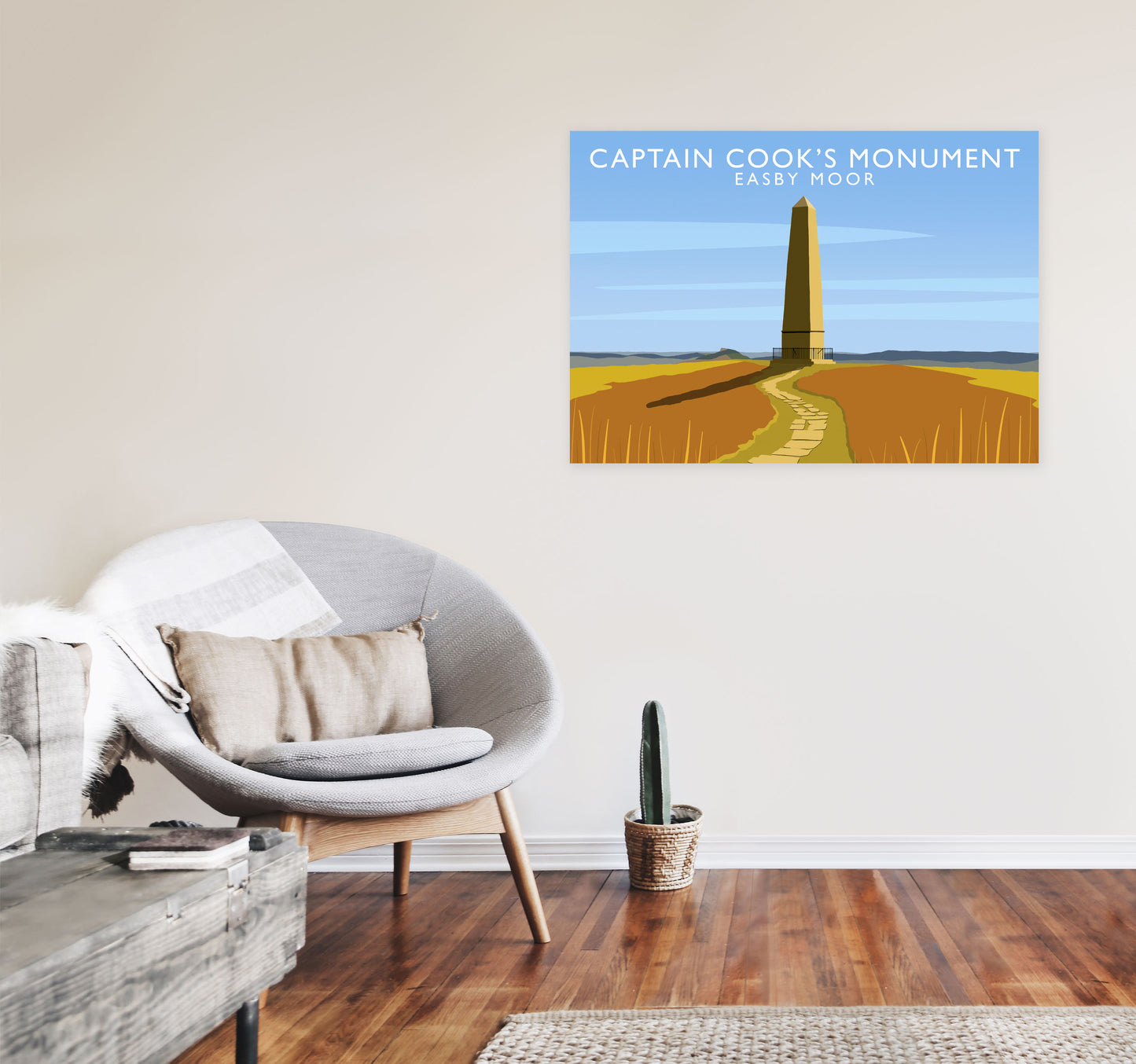 Captain Cooks Monument (Landscape) by Richard O'Neill A1 Black Frame