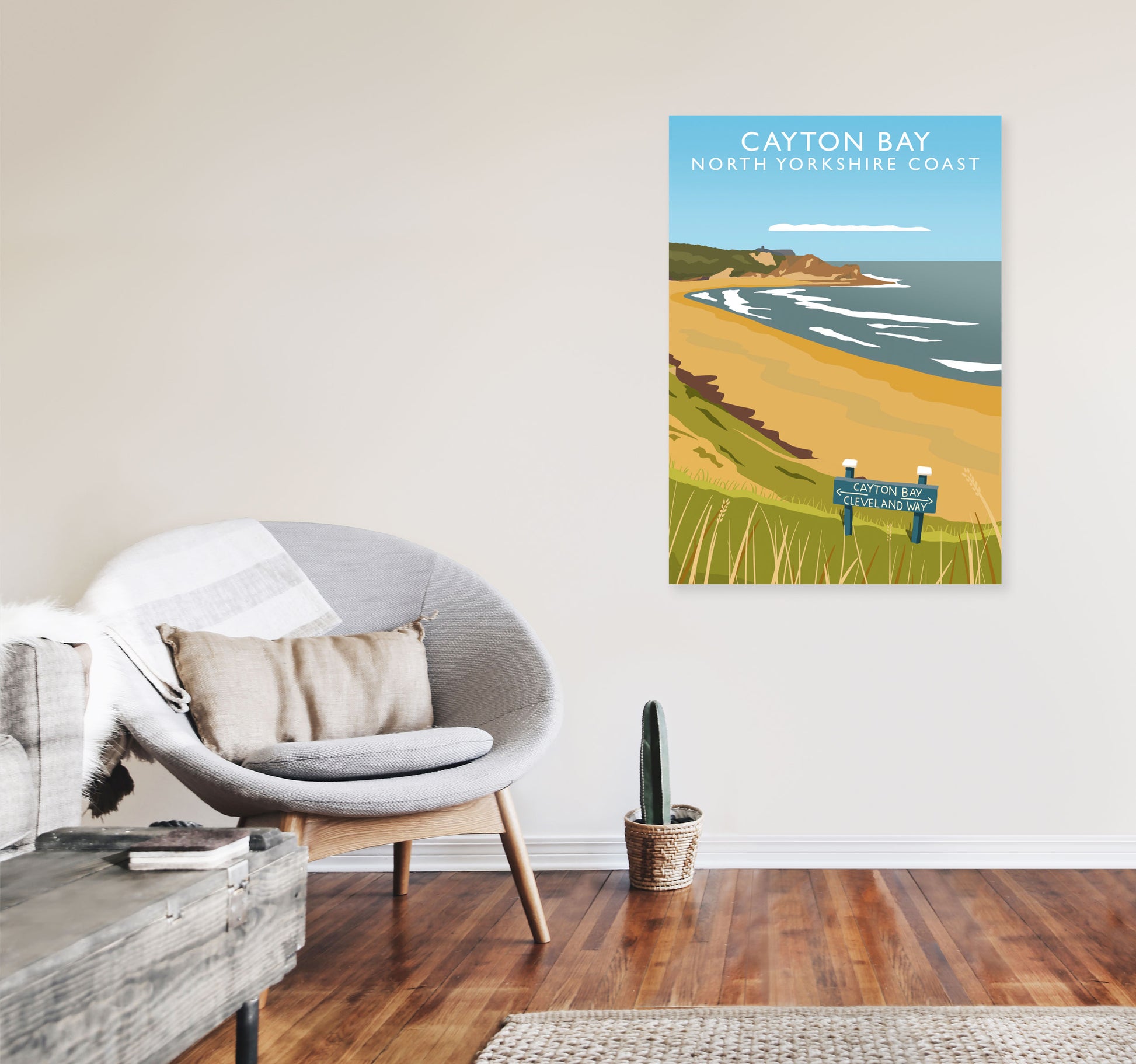 Cayton Bay North Yorkshire Coast Portrait Framed Digital Art Print by Richard O'Neill A1 Black Frame