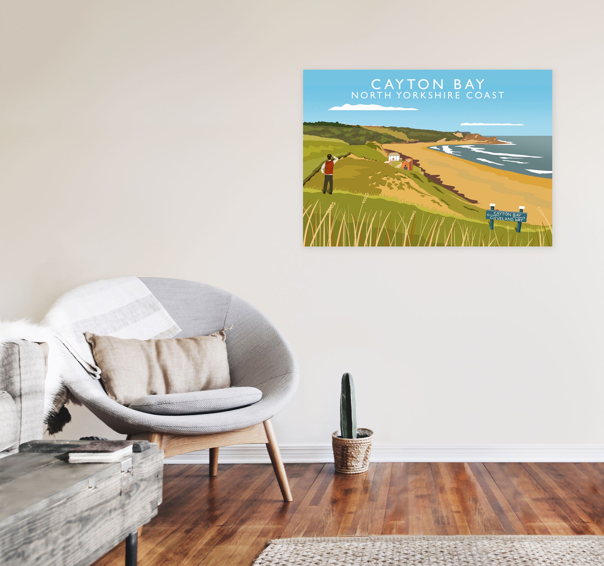 Cayton Bay North Yorkshire Coast Framed Digital Art Print by Richard O'Neill A1 Black Frame