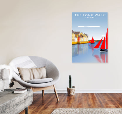The Long Walk Galway Art Print by Richard O'Neill A1 Black Frame
