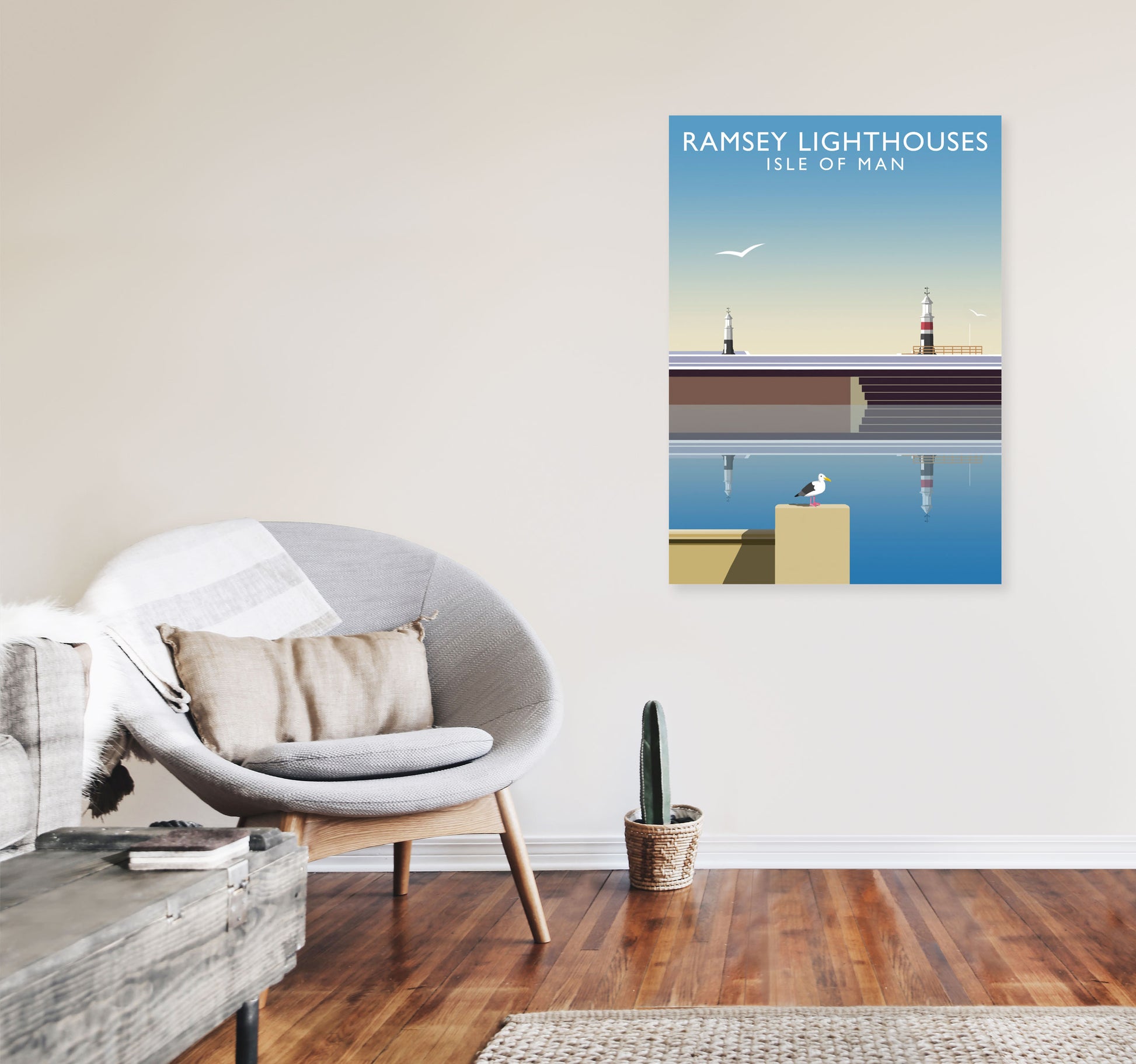 Ramsey Lighthouses (Portrait) by Richard O'Neill A1 Black Frame