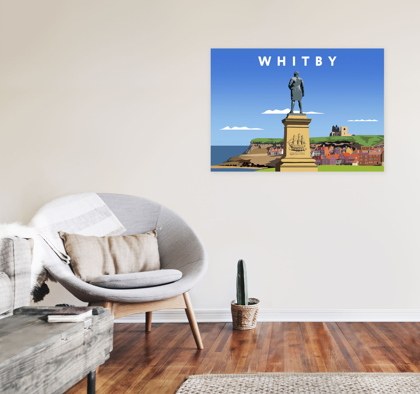 Whitby (Landscape) by Richard O'Neill Yorkshire Art Print, Vintage Travel Poster A1 Black Frame