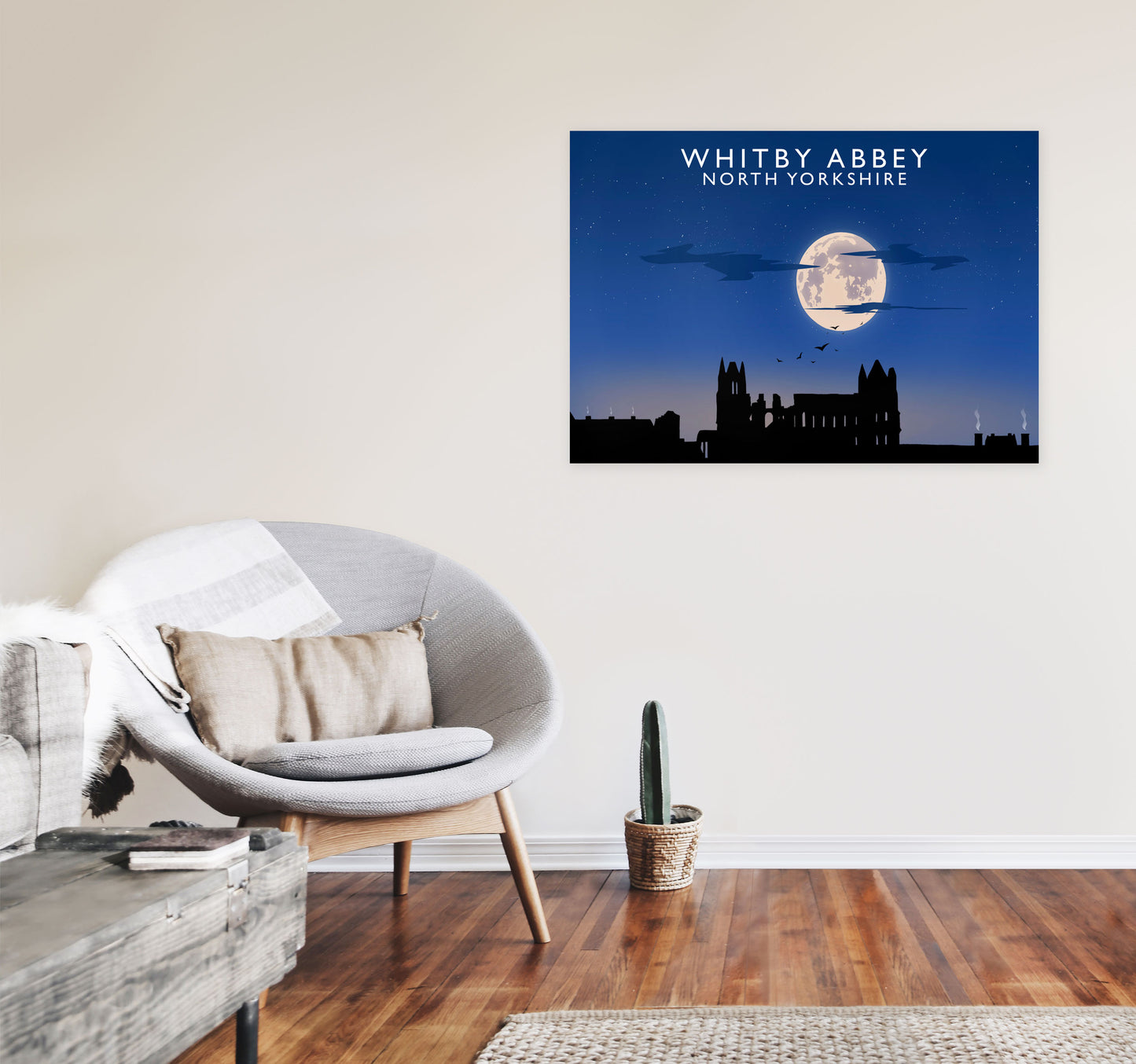 Whitby Abbey (Night) (Landscape) by Richard O'Neill Yorkshire Art Print A1 Black Frame