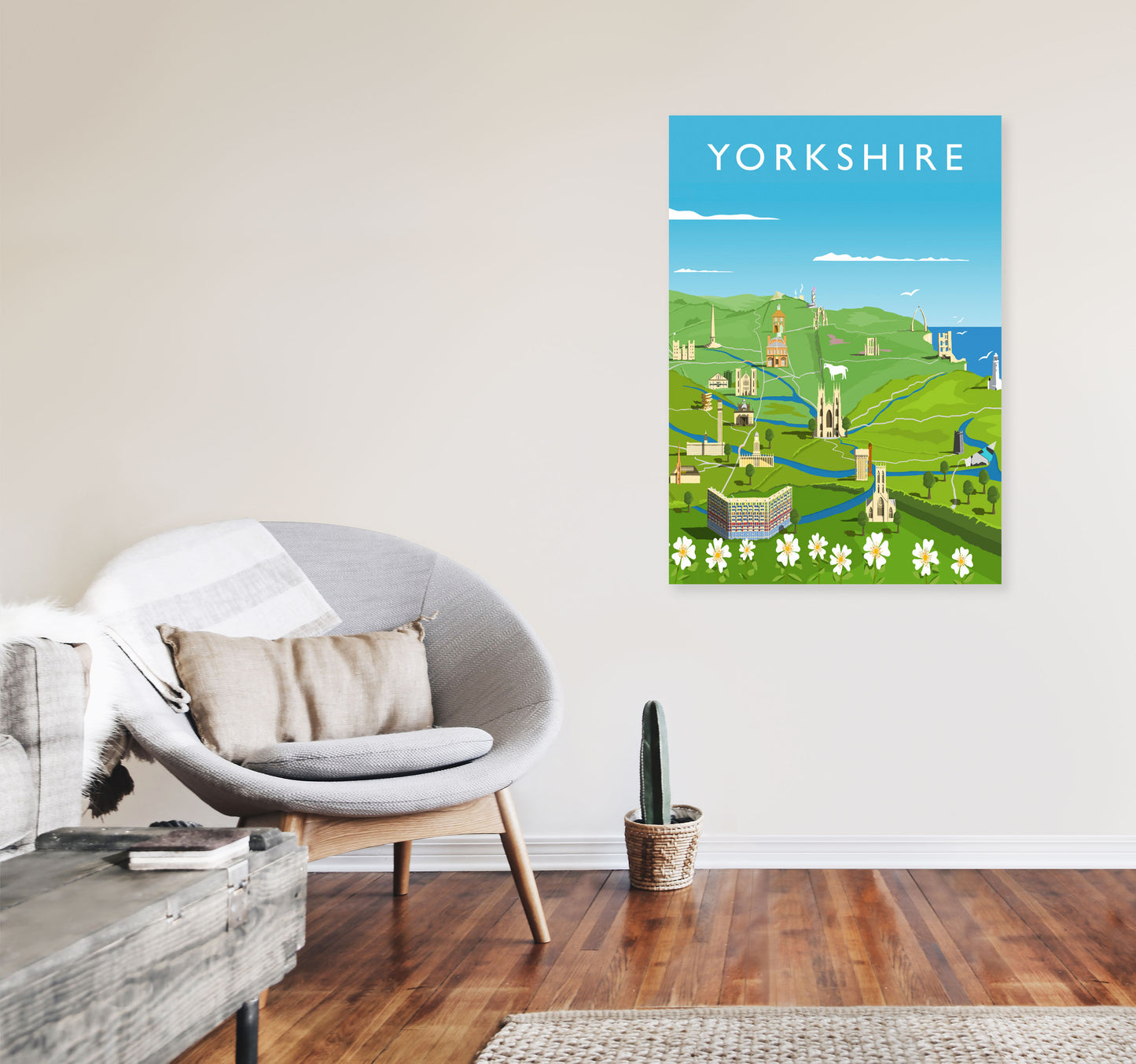 Yorkshire (Portrait) Art Print Vintage Travel Poster by Richard O'Neill A1 Black Frame