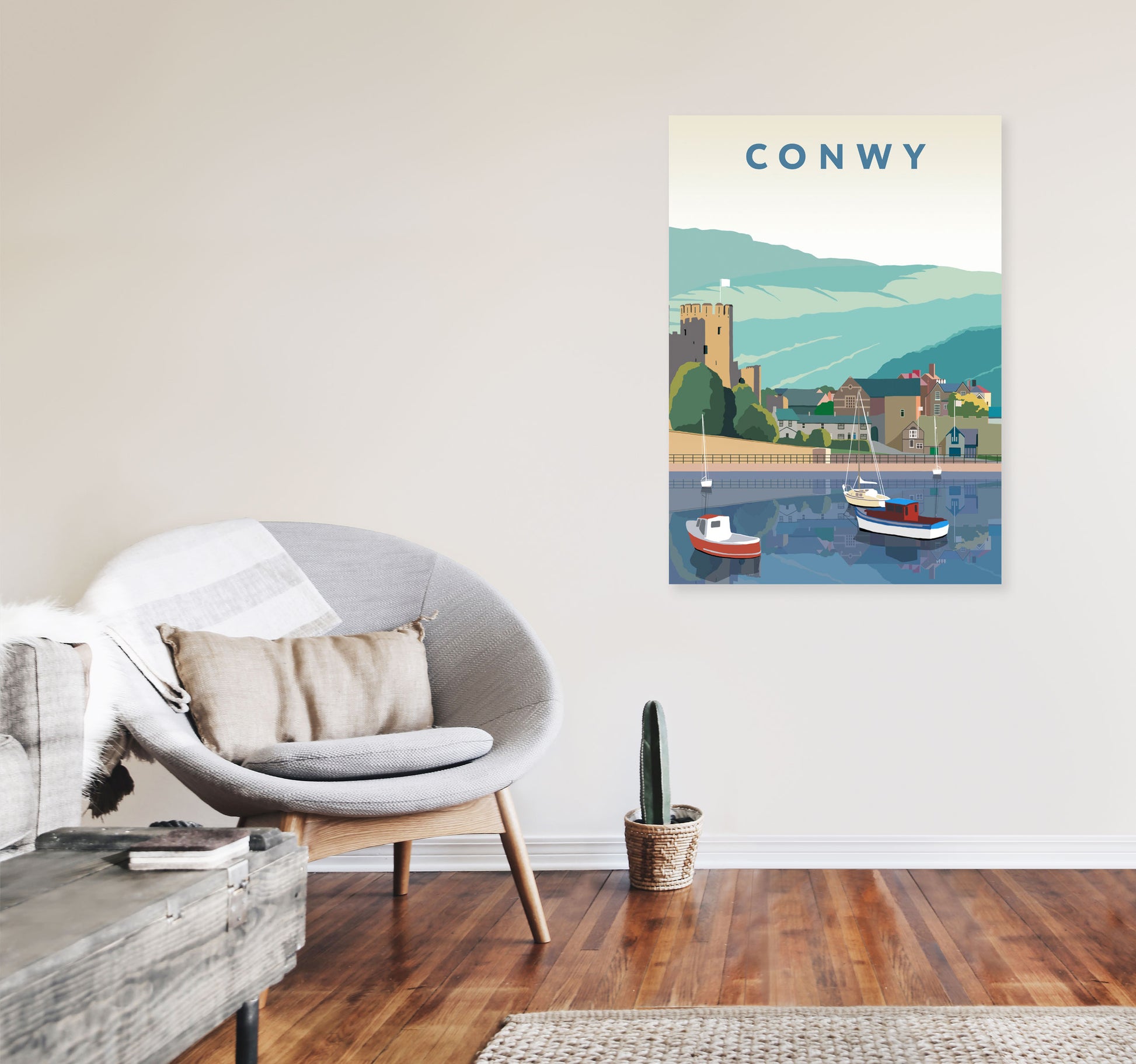 Conwy Art Portrait Print by Richard O'Neill A1 Black Frame