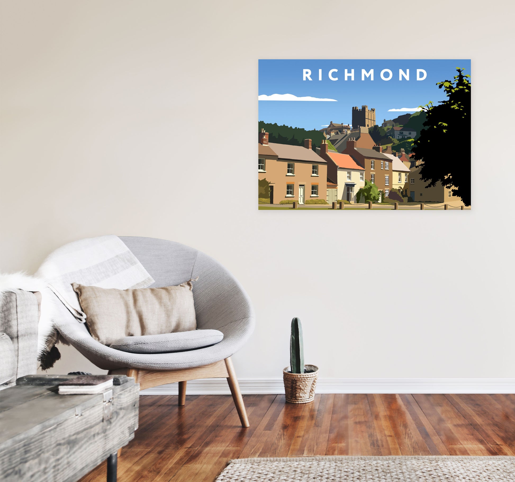 Richmond4 Travel Art Print by Richard O'Neill, Framed Wall Art A1 Black Frame