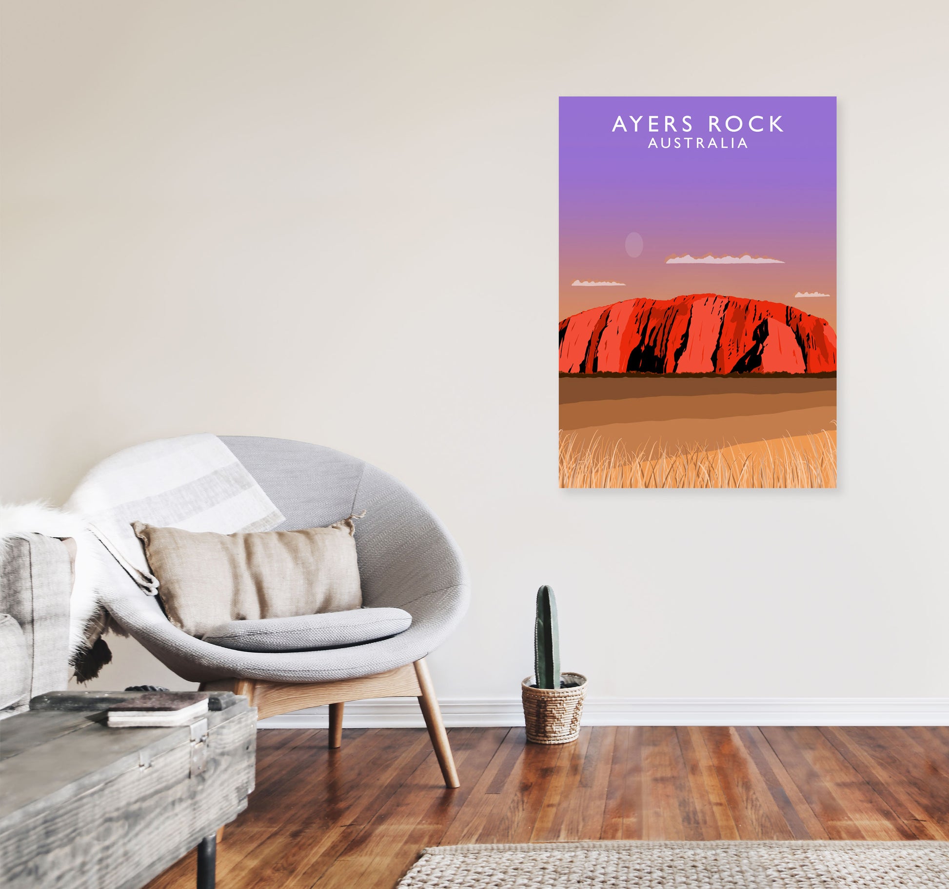 Ayers Rock Australia Art Print by Richard O'Neill A1 Black Frame