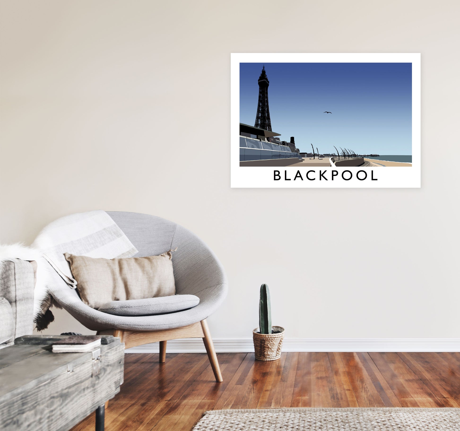 Blackpool Art Print by Richard O'Neill A1 Black Frame