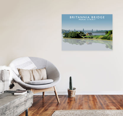 Britannia Bridge Art Print by Richard O'Neill A1 Black Frame