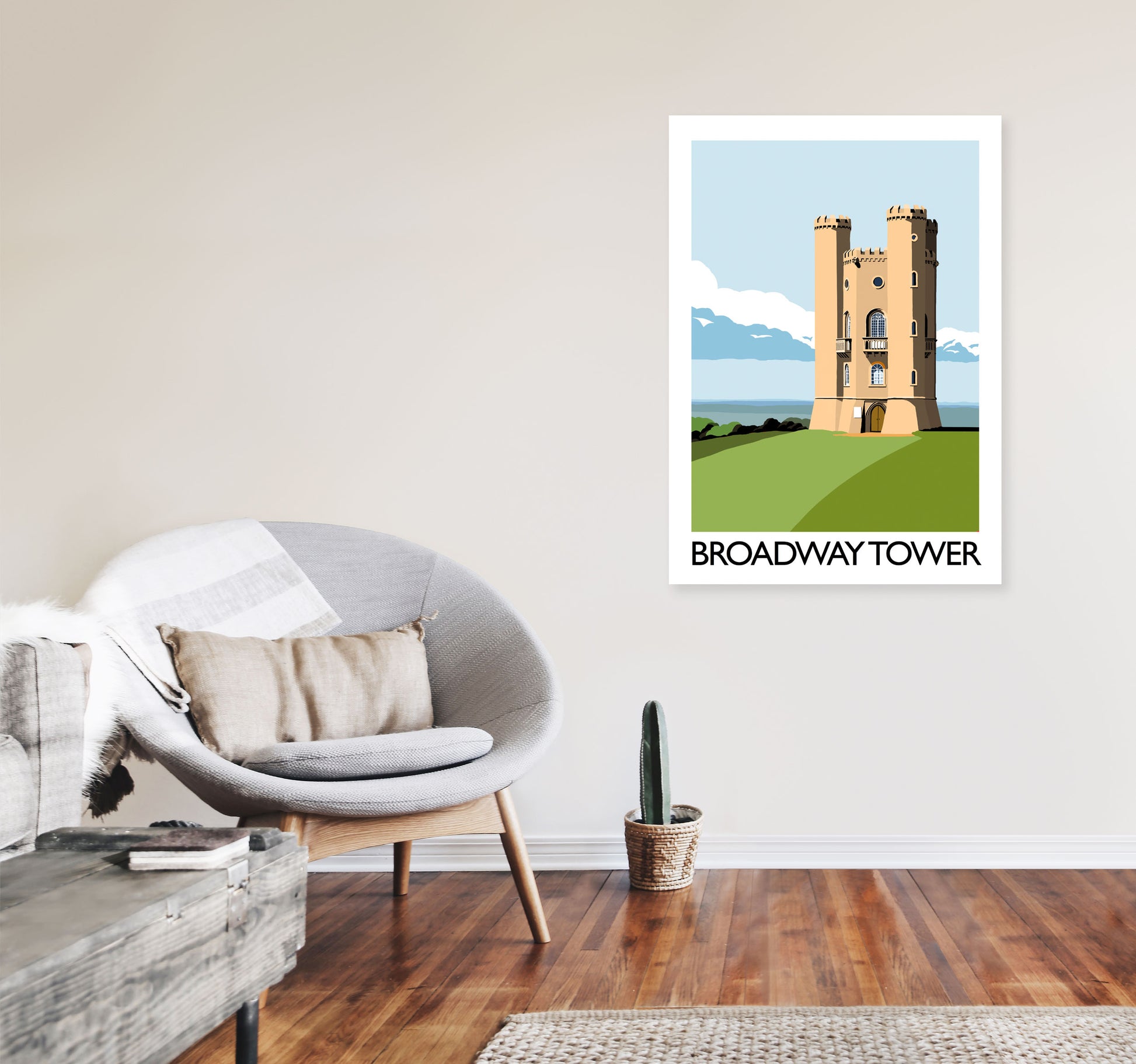 Broadway Tower Portrait Art Print by Richard O'Neill A1 Black Frame