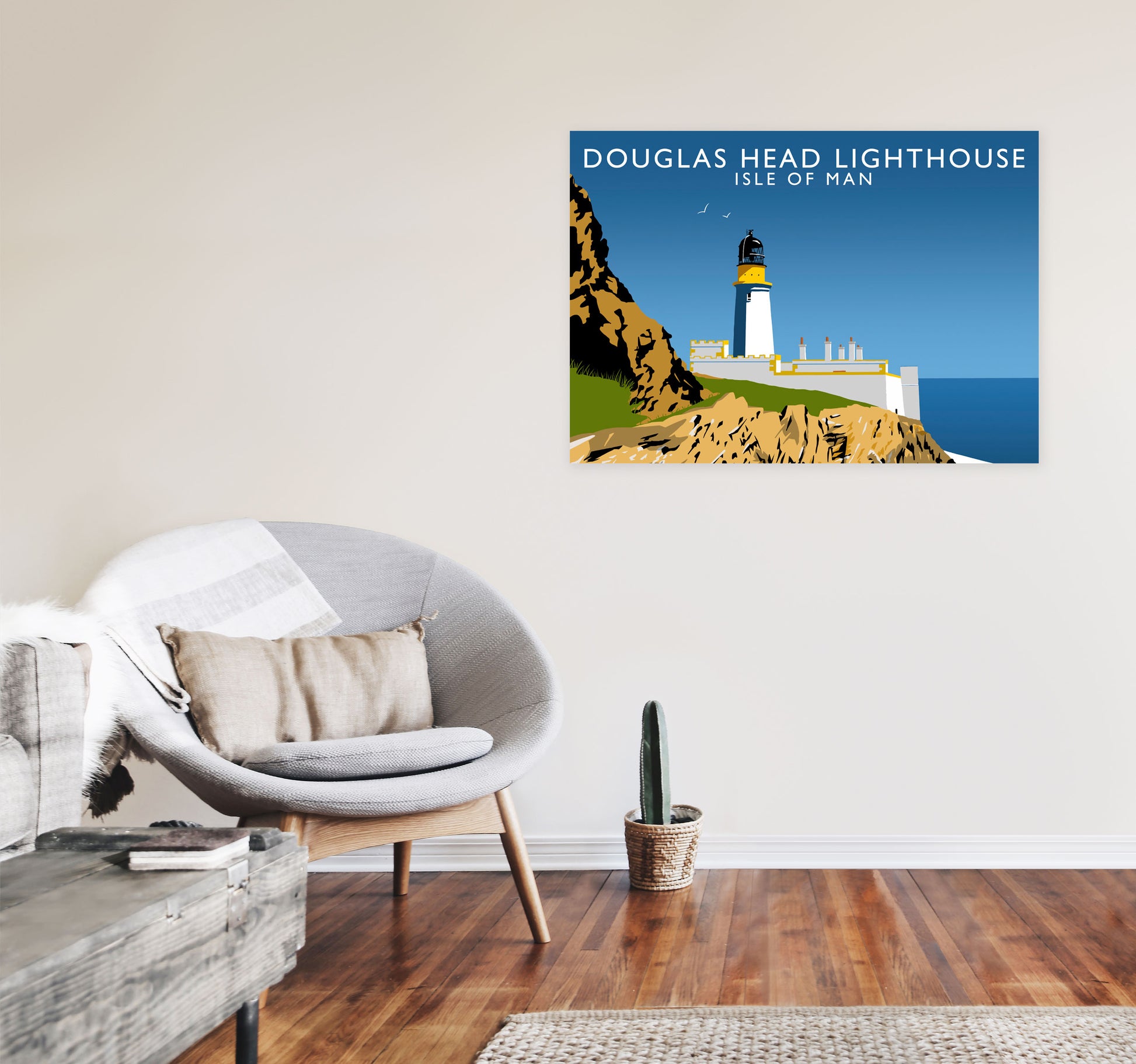 Douglas Head Lighthouse Portrait by Richard O'Neill A1 Black Frame