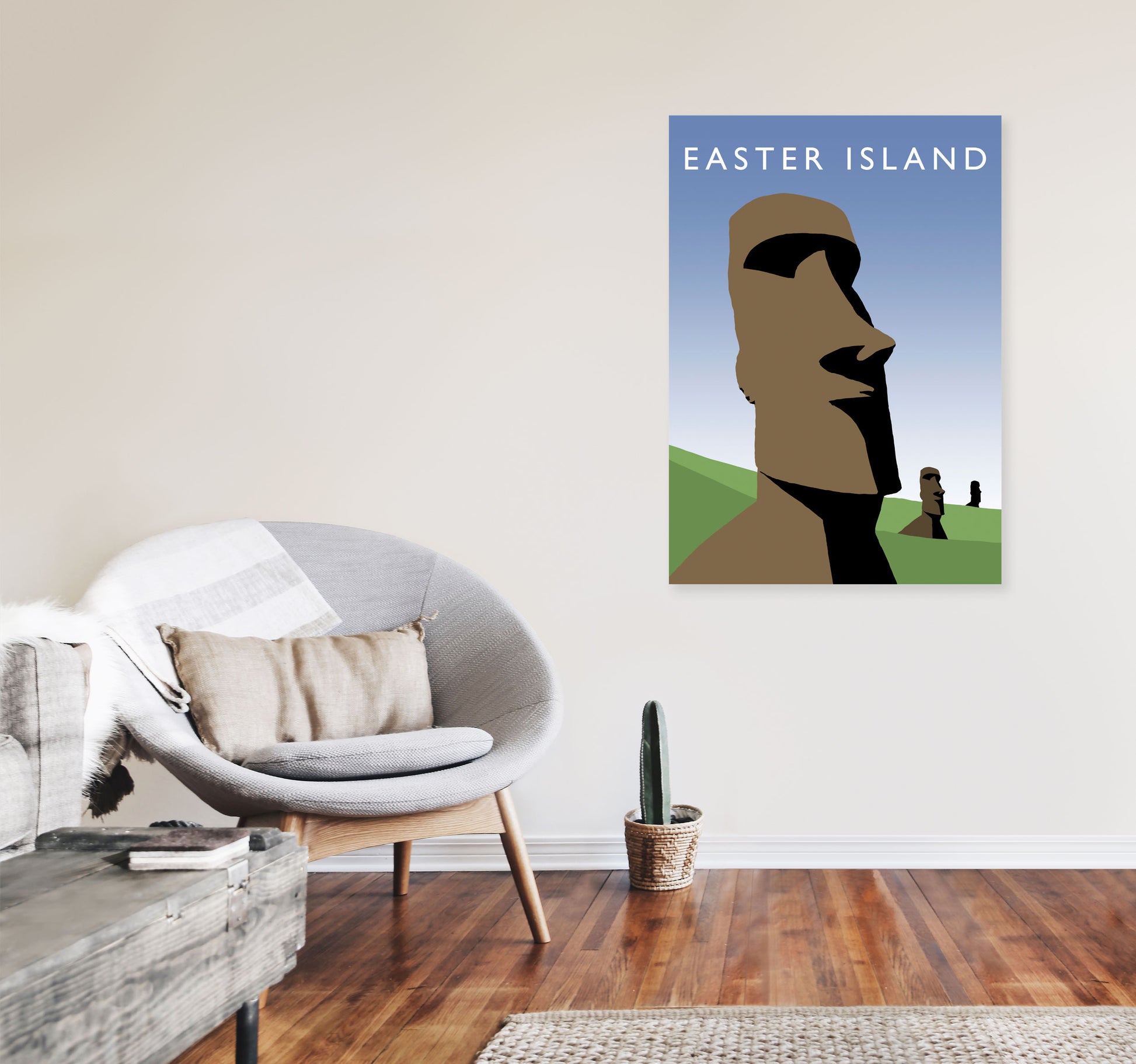 Easter Island by Richard O'Neill A1 Black Frame