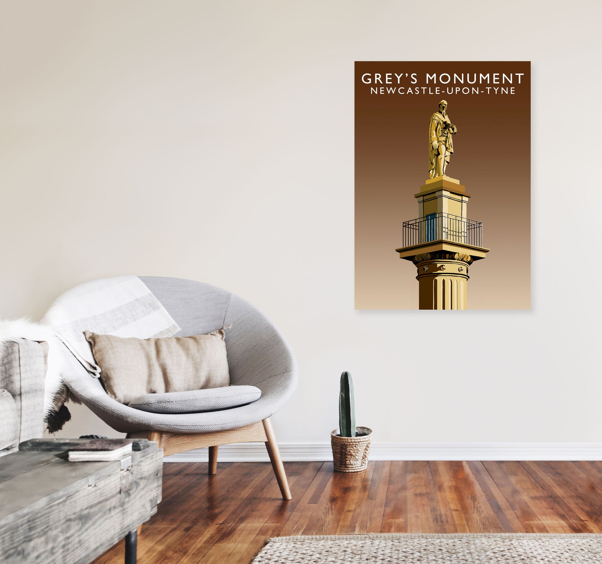 Grey's Monument by Richard O'Neill A1 Black Frame