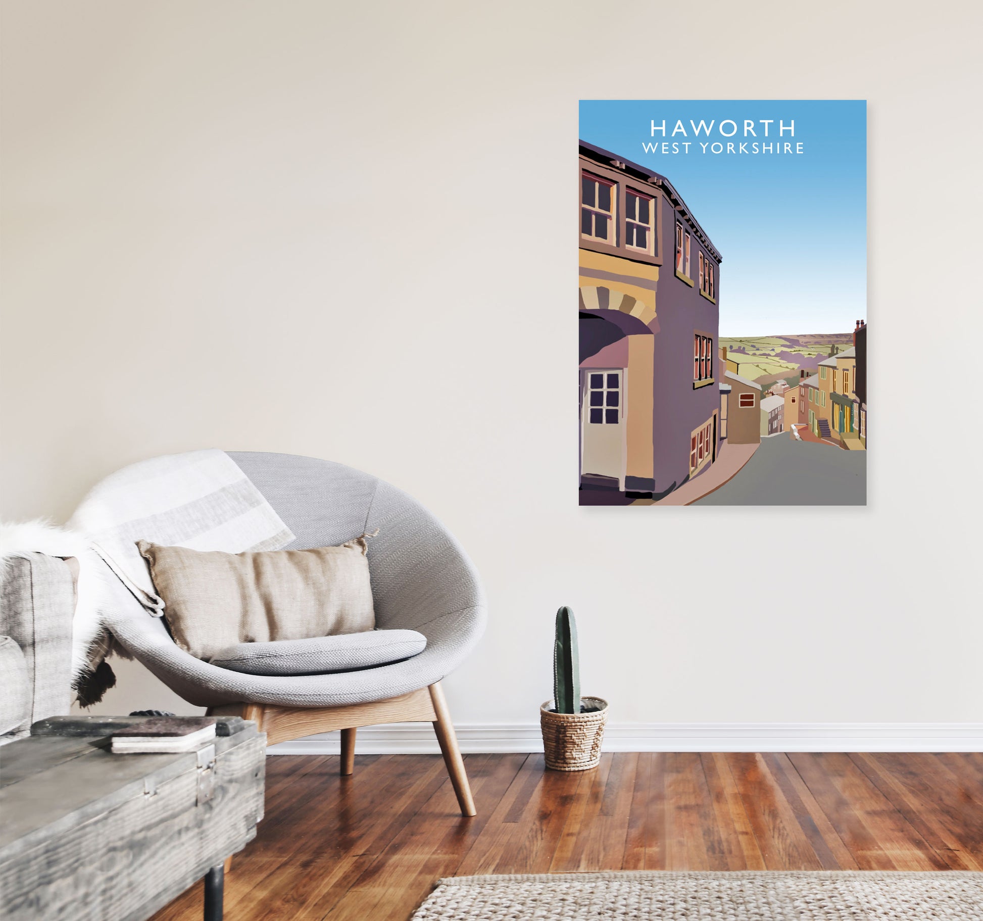 Haworth West Yorkshire Digital Art Print by Richard O'Neill, Framed Wall Art A1 Black Frame