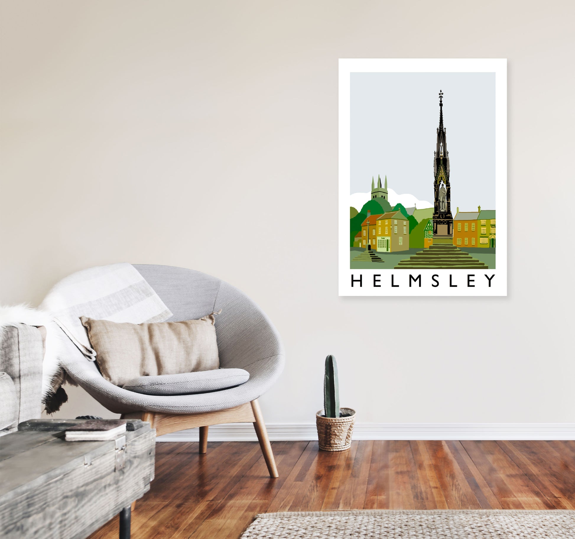 Helmsley Travel Art Print by Richard O'Neill, Framed Wall Art A1 Black Frame