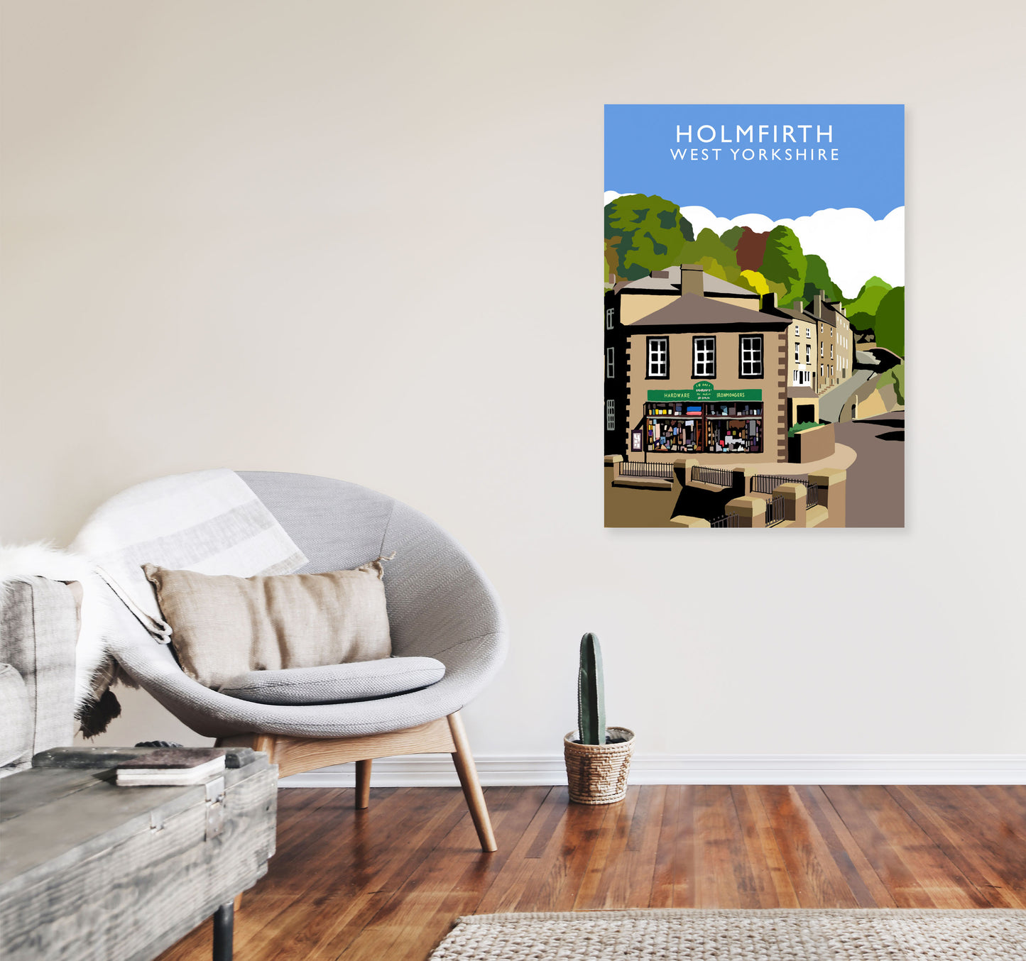 Holmfirth West Yorkshire Travel Art Print by Richard O'Neill A1 Black Frame