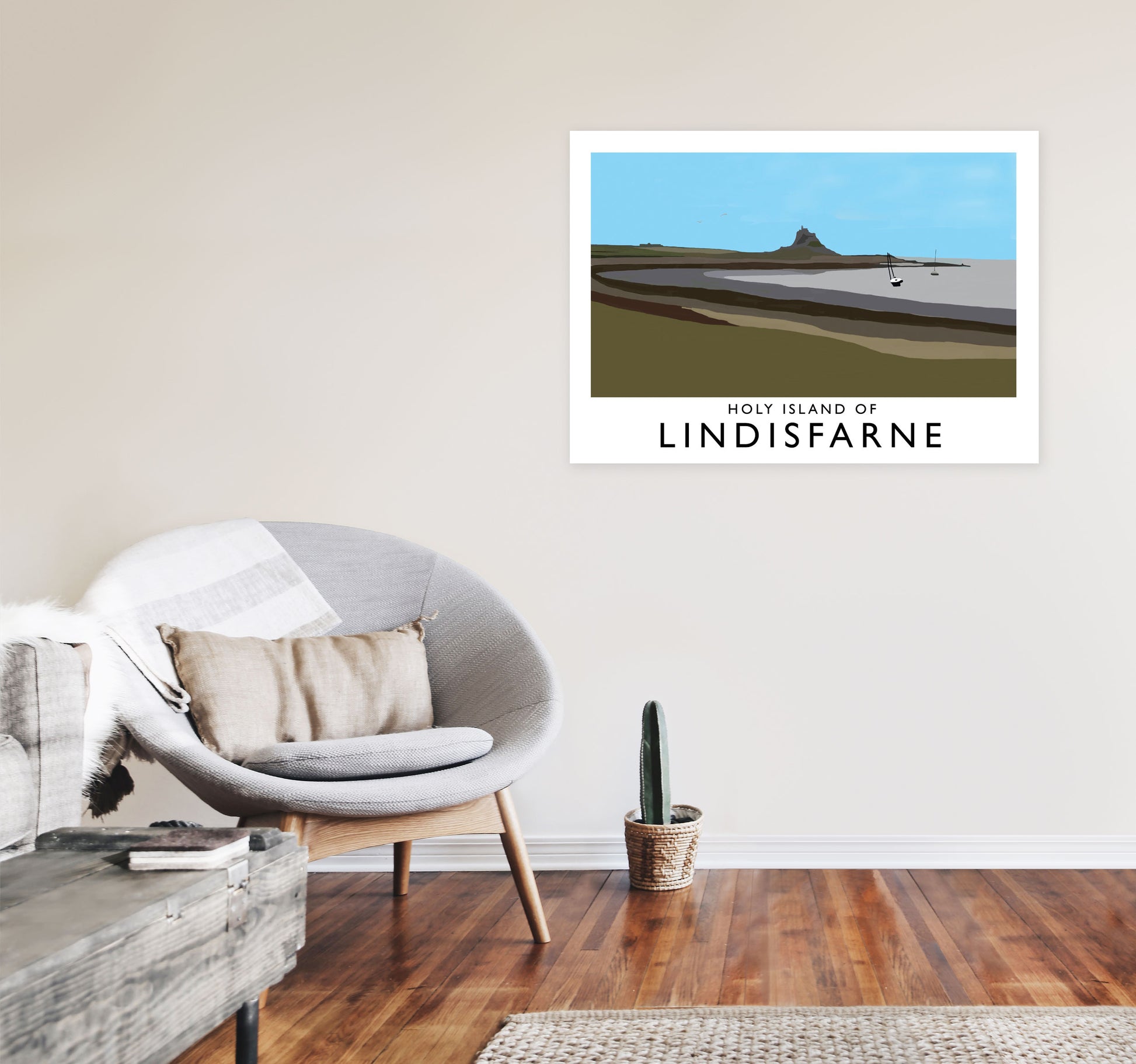 Holy Island of Lindisfarne Art Print by Richard O'Neill A1 Black Frame