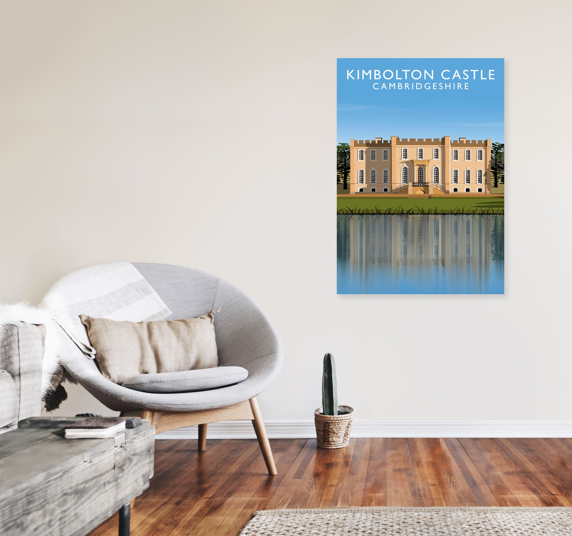 Kimbolton Castle Cambridgeshire Portrait Travel Art Print by Richard O'Neill A1 Black Frame