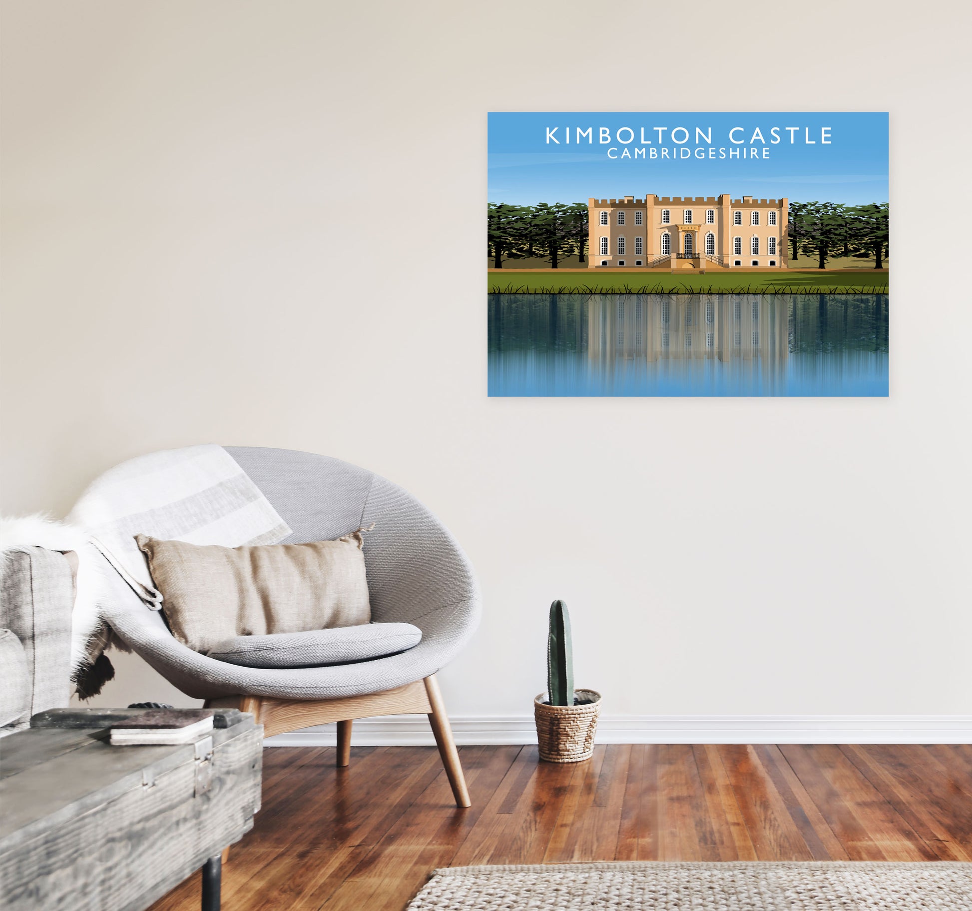 Kimbolton Castle Cambridgeshire Travel Art Print by Richard O'Neill A1 Black Frame