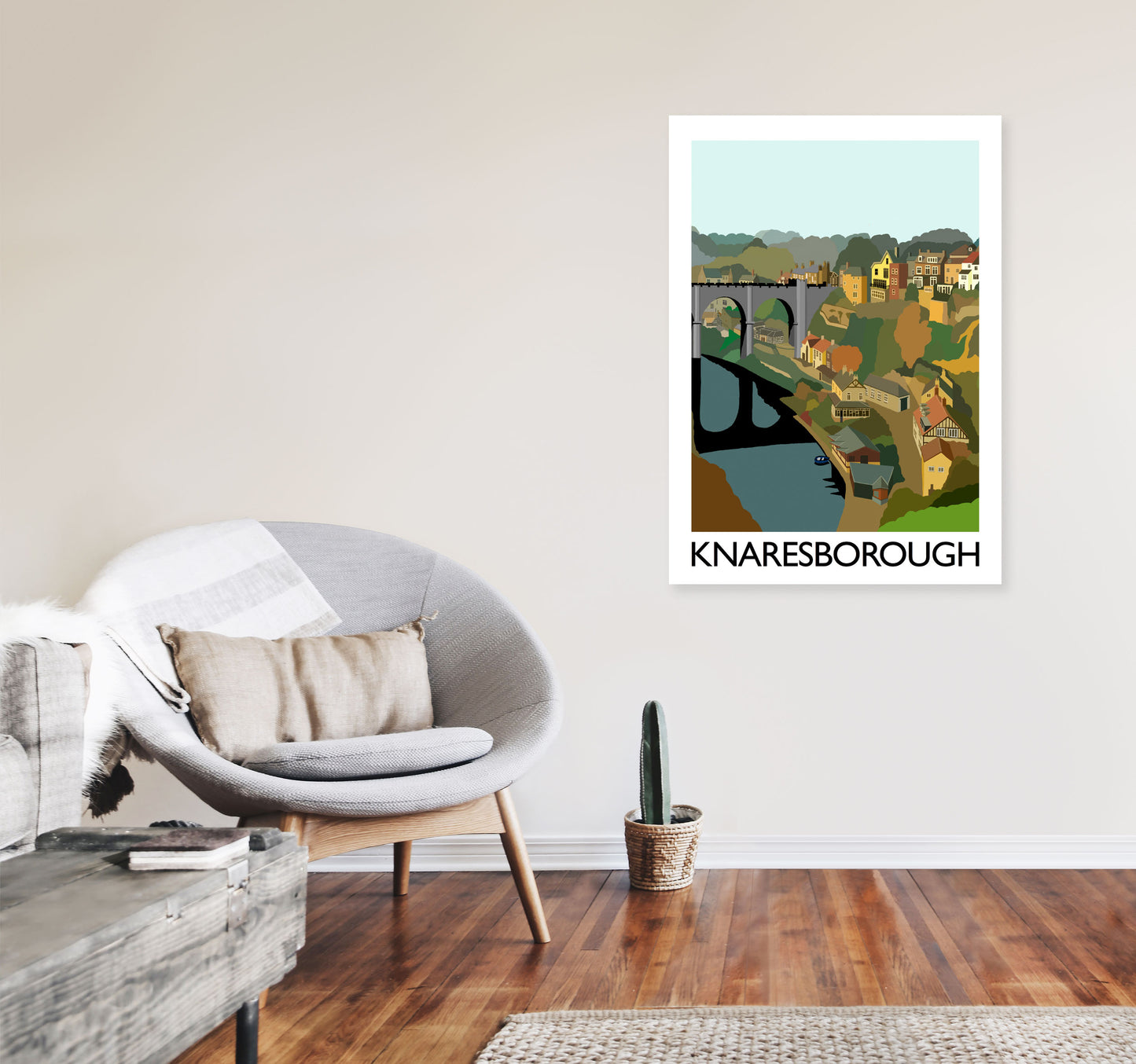 Knaresborough Digital Art Print by Richard O'Neill, Framed Wall Art A1 Black Frame