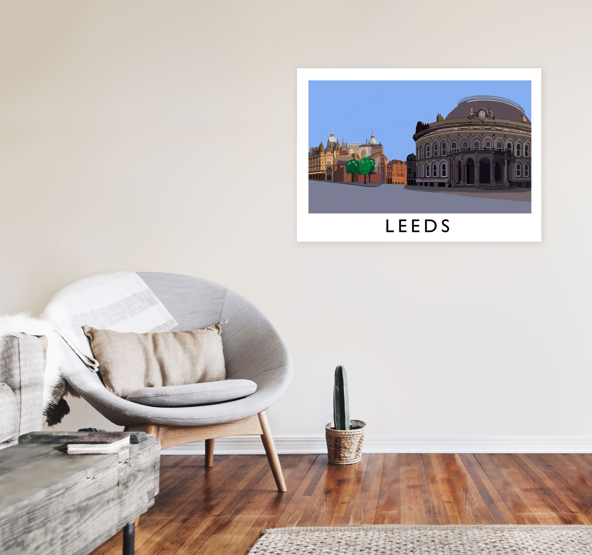 Leeds Digital Art Print by Richard O'Neill, Framed Wall Art A1 Black Frame