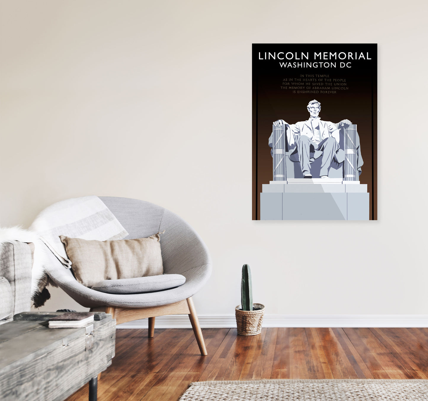 Lincoln Memorial Washington DC Travel Art Print by Richard O'Neill A1 Black Frame