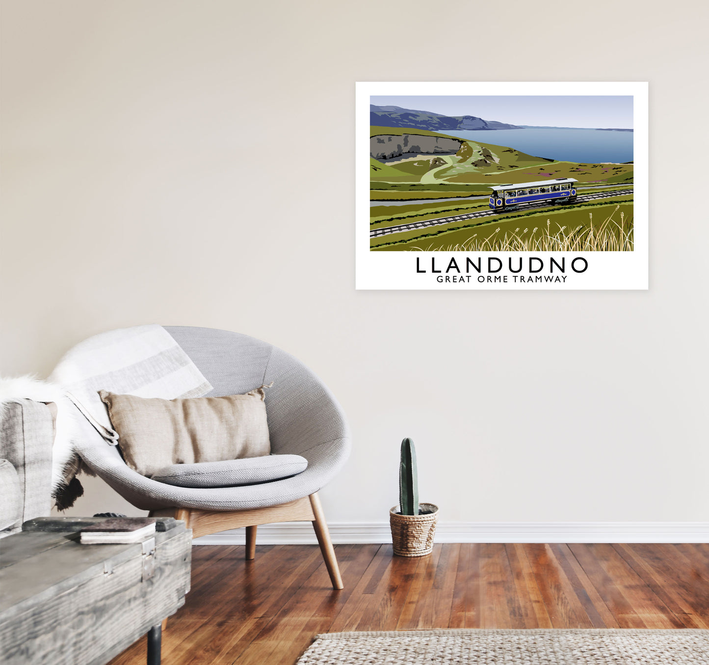 Llandudno Great Orme Tramway Digital Art Print by Richard O'Neill A1 Black Frame