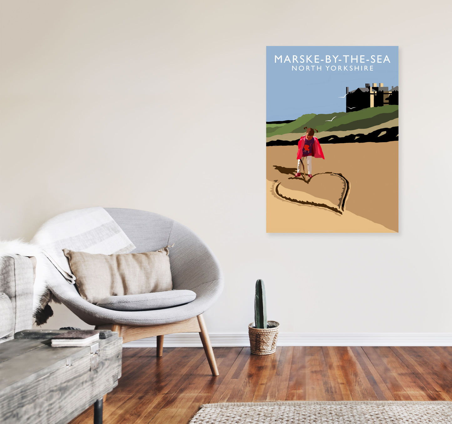 Marske-By-The-Sea2 Portrait  North Yorkshire Travel Art Print by Richard O'Neill A1 Black Frame