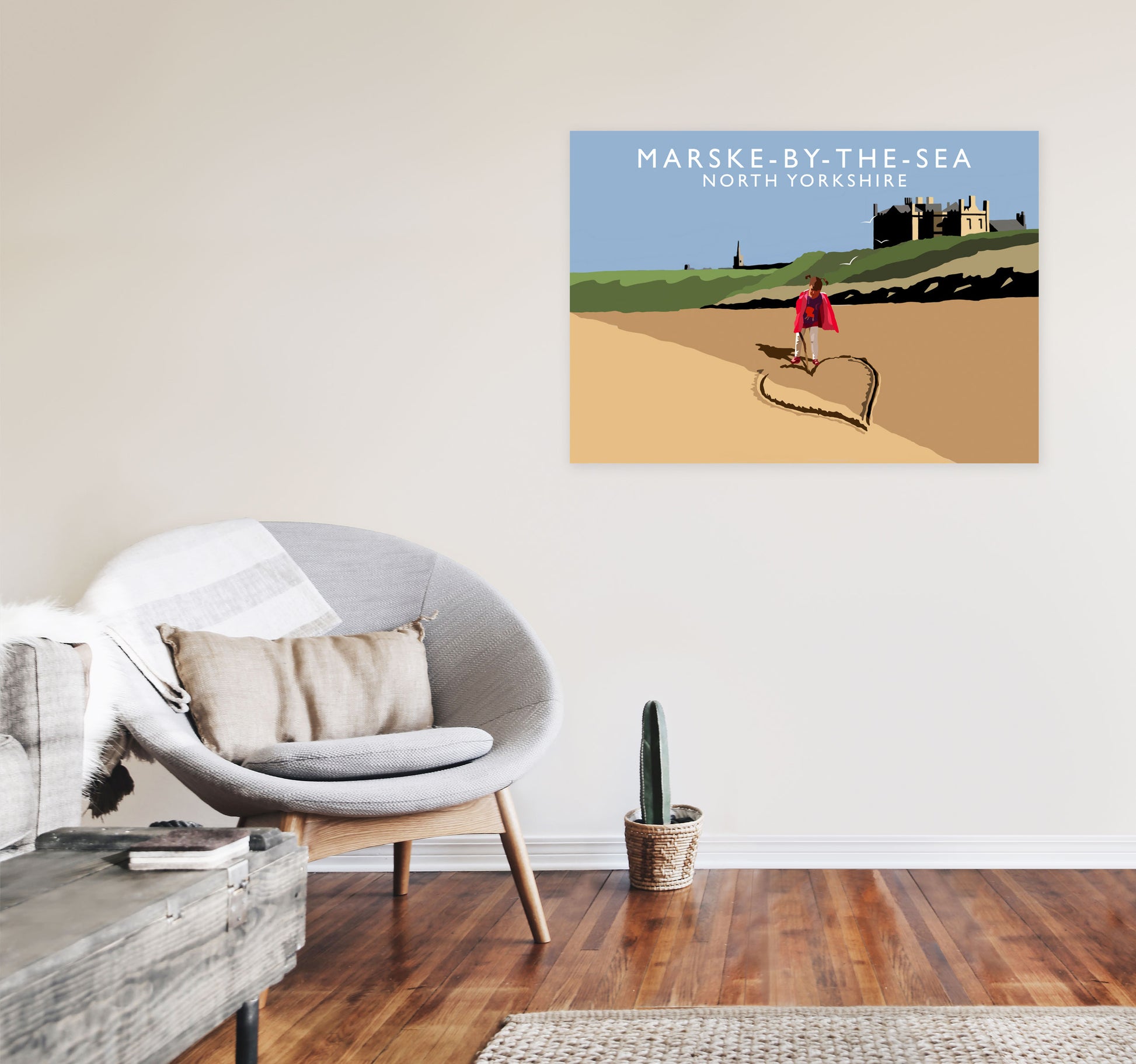 Marske-By-The-Sea North Yorkshire Travel Art Print by Richard O'Neill A1 Black Frame