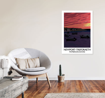 Newport Trefdraeth Pembrokeshire Portrait Travel Art Print by Richard O'Neill A1 Black Frame